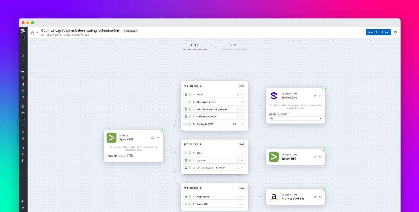 Optimize EDR logs and route them to SentinelOne with Observability Pipelines Optimize EDR logs and route them to SentinelOne with Observability Pipelines