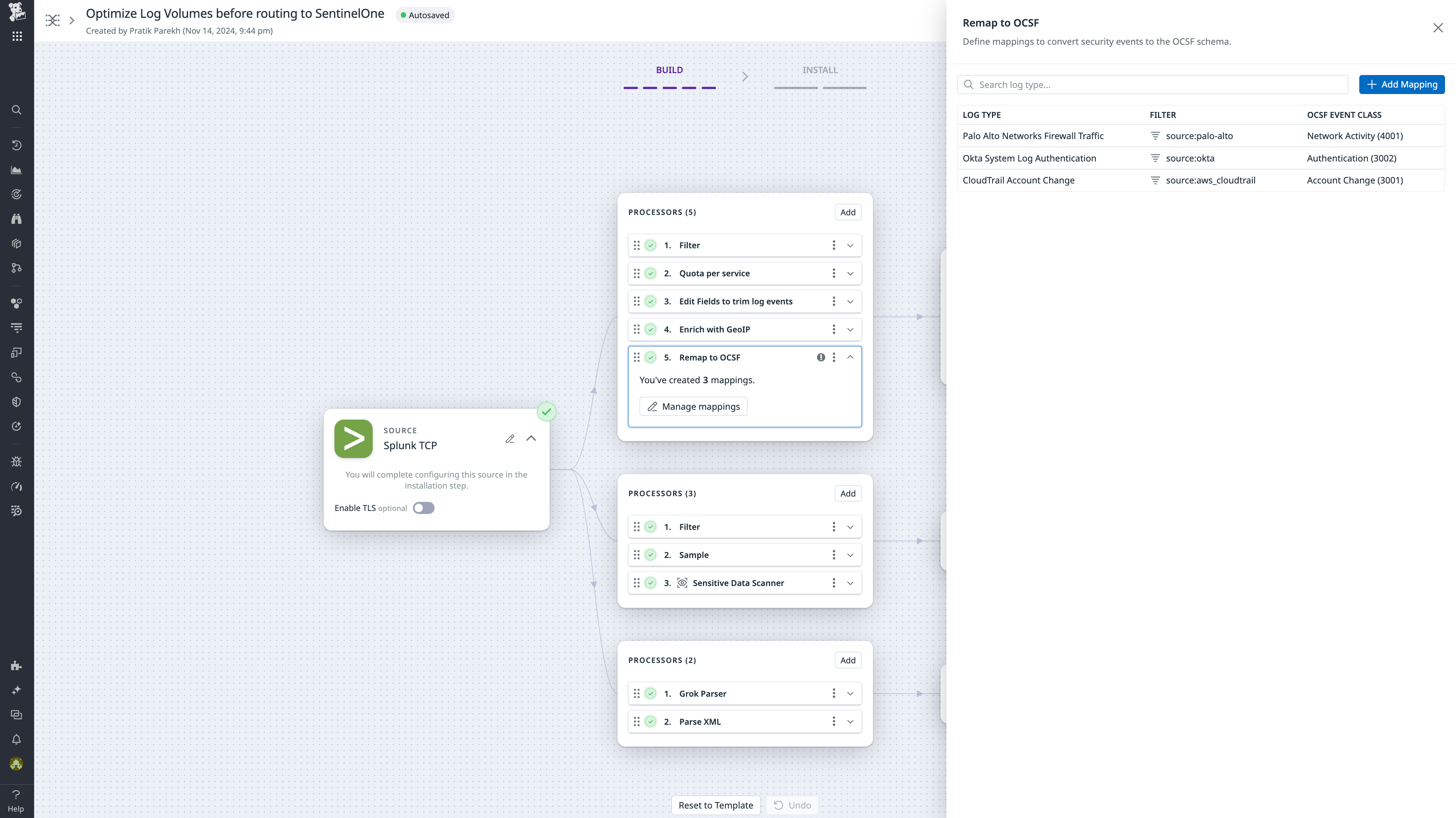 Conversion of Splunk logs to OCSF format.