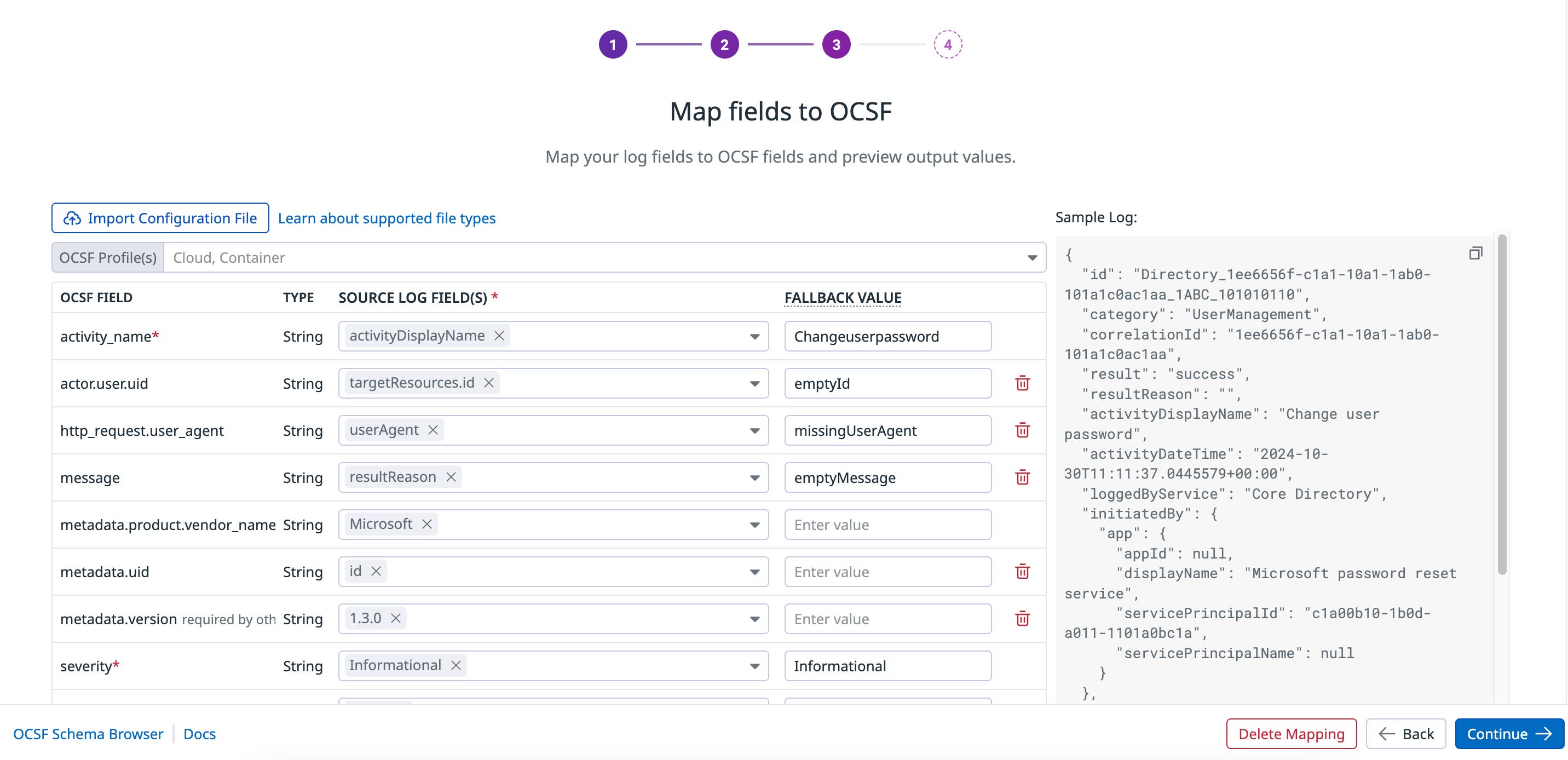 Custom mapping to OCSF. Custom mapping to OCSF.