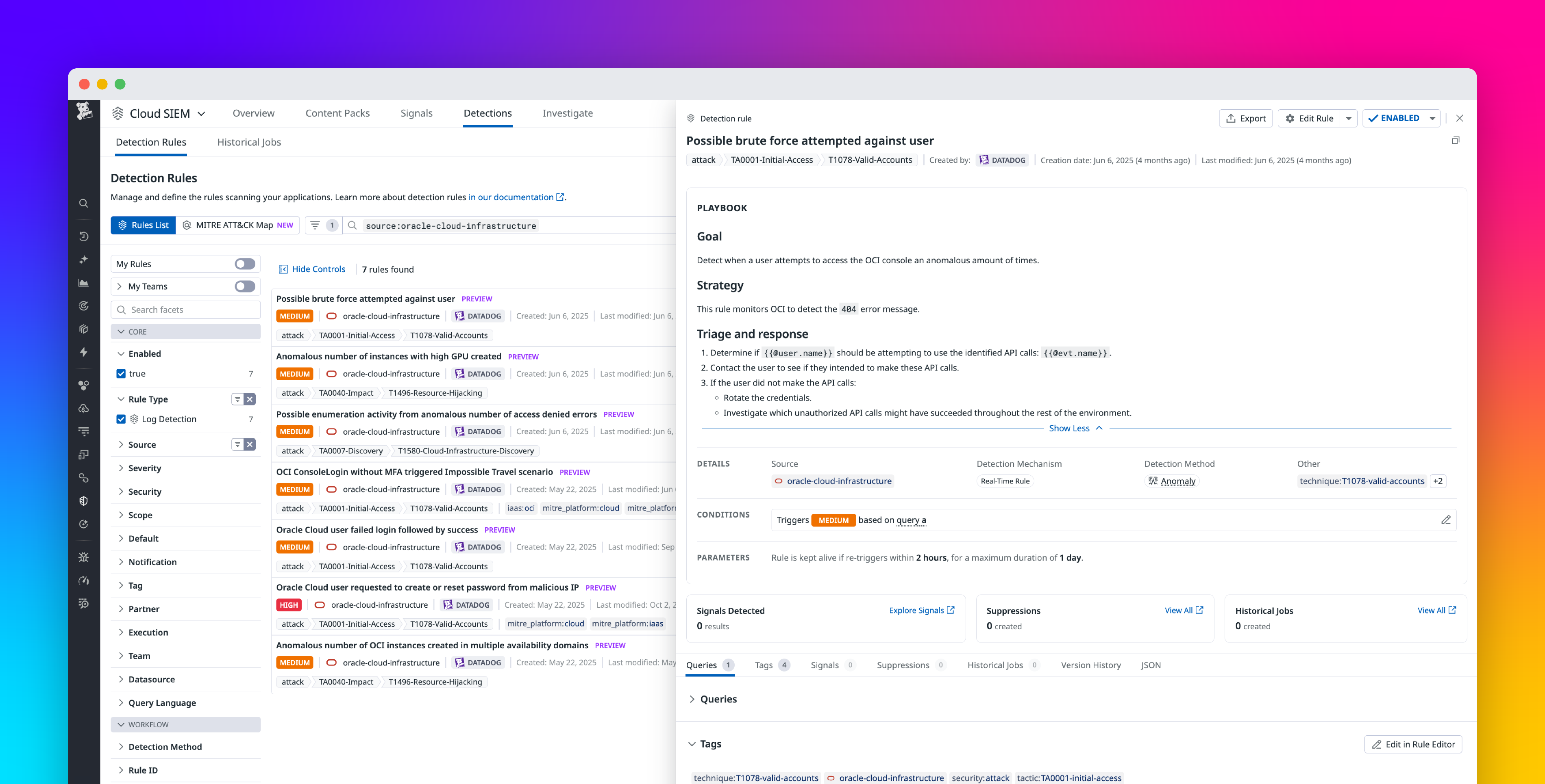 Monitor OCI Audit Logs with Datadog Cloud SIEM