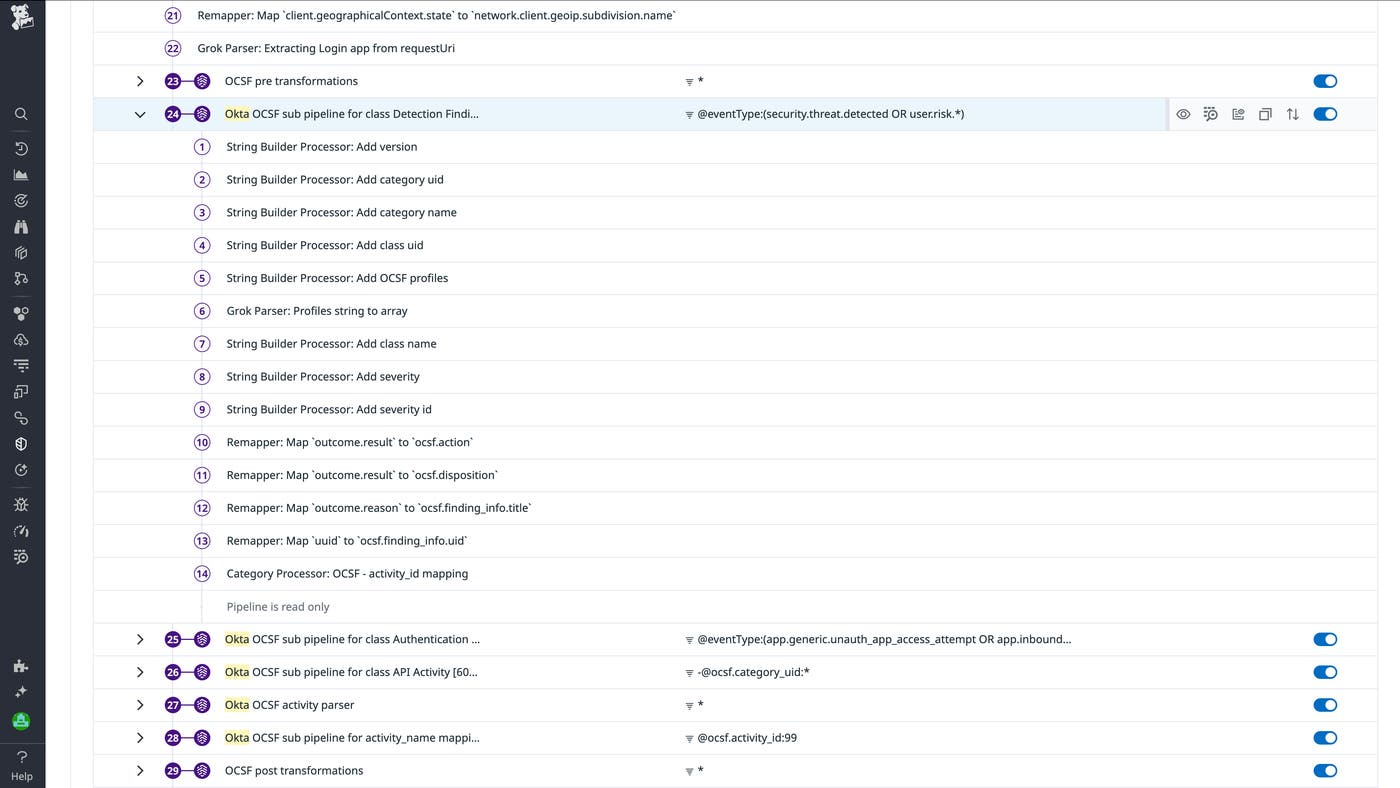 OCSF pipeline for Okta. OCSF pipeline for Okta.