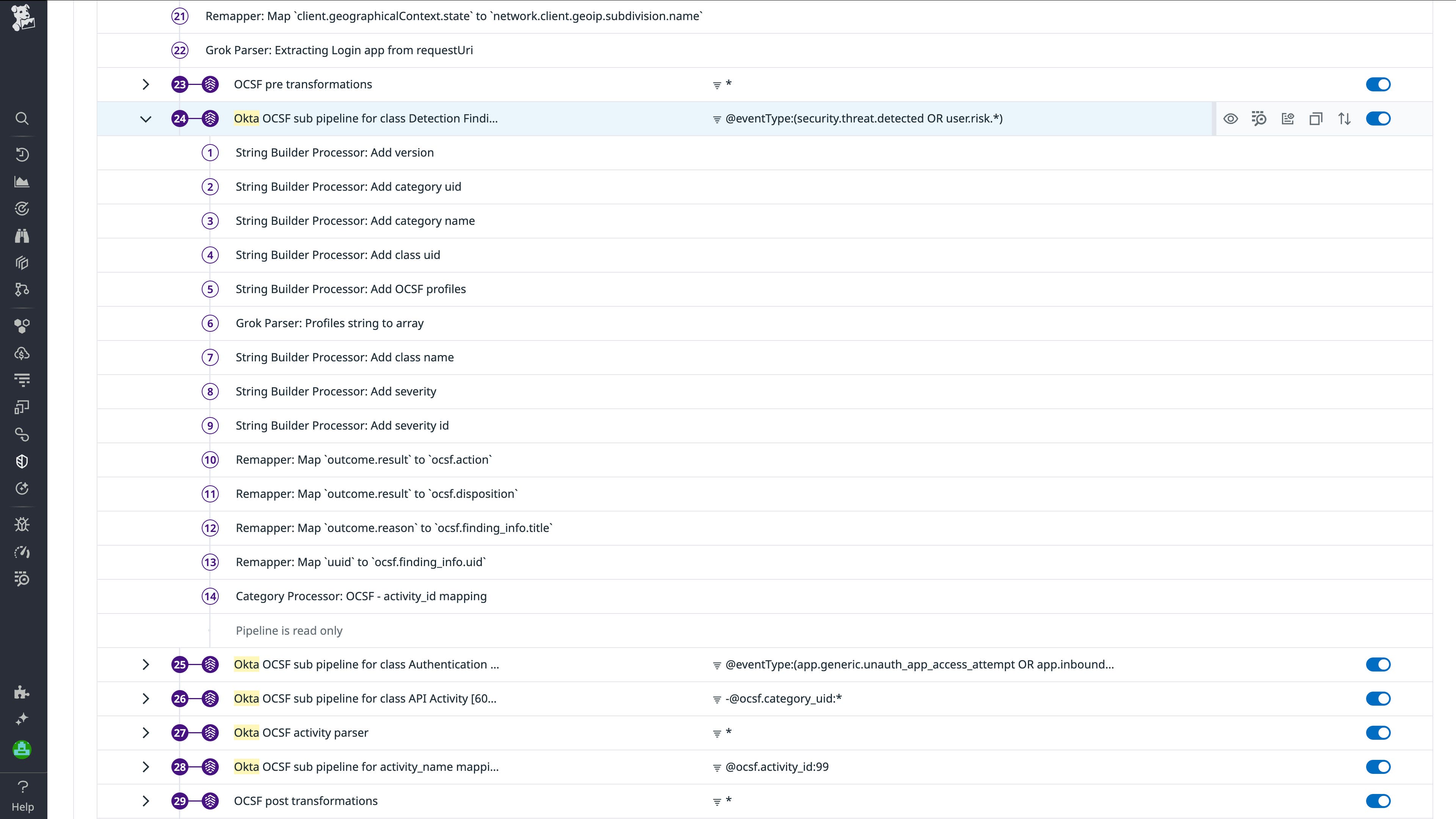 OCSF pipeline for Okta. OCSF pipeline for Okta.