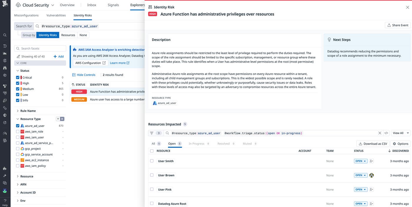 Datadog's out-of-the-box detection rules will automatically flag suspicious behavior. Datadog's out-of-the-box detection rules will automatically flag suspicious behavior.