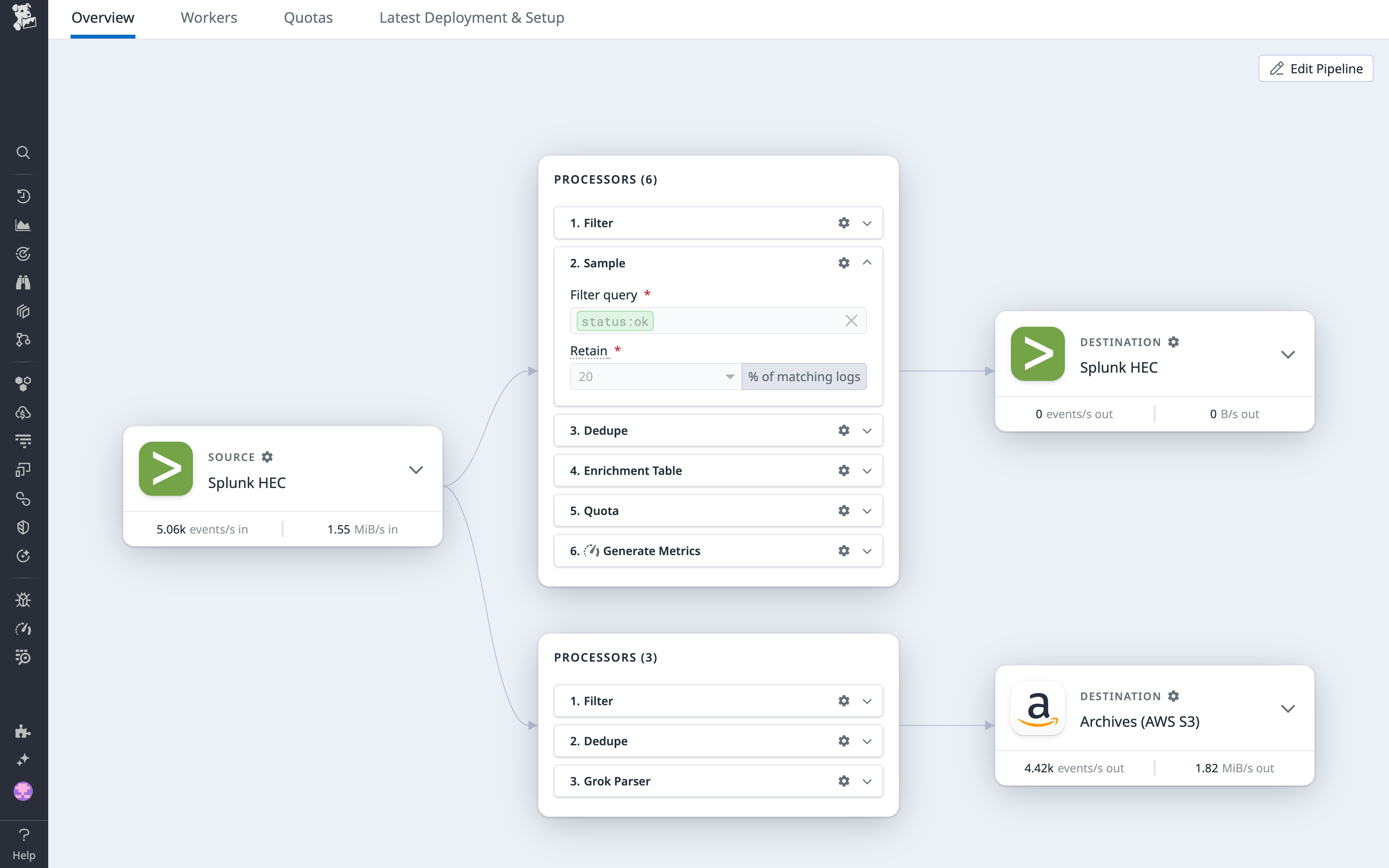 Routing logs with Datadog Observability Pipelines.