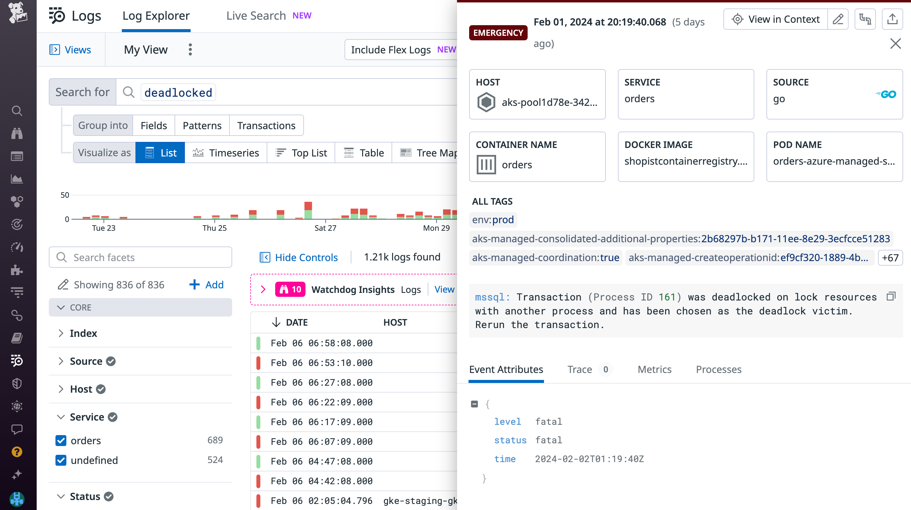 Enable SQL Server log collection with our integration for additional context into your deadlocked victim processes.