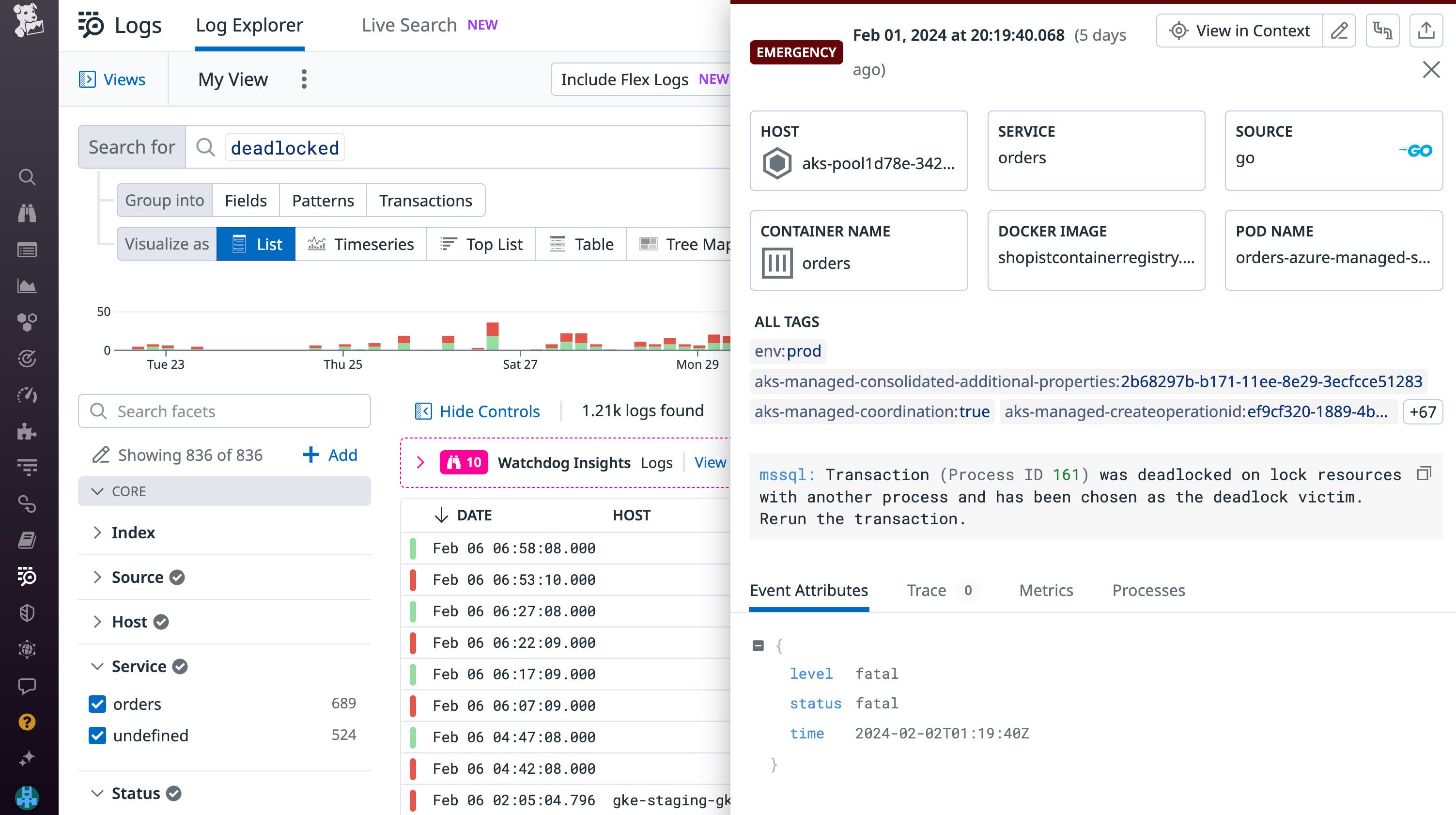 Enable SQL Server log collection with our integration for additional context into your deadlocked victim processes. Enable SQL Server log collection with our integration for additional context into your deadlocked victim processes.