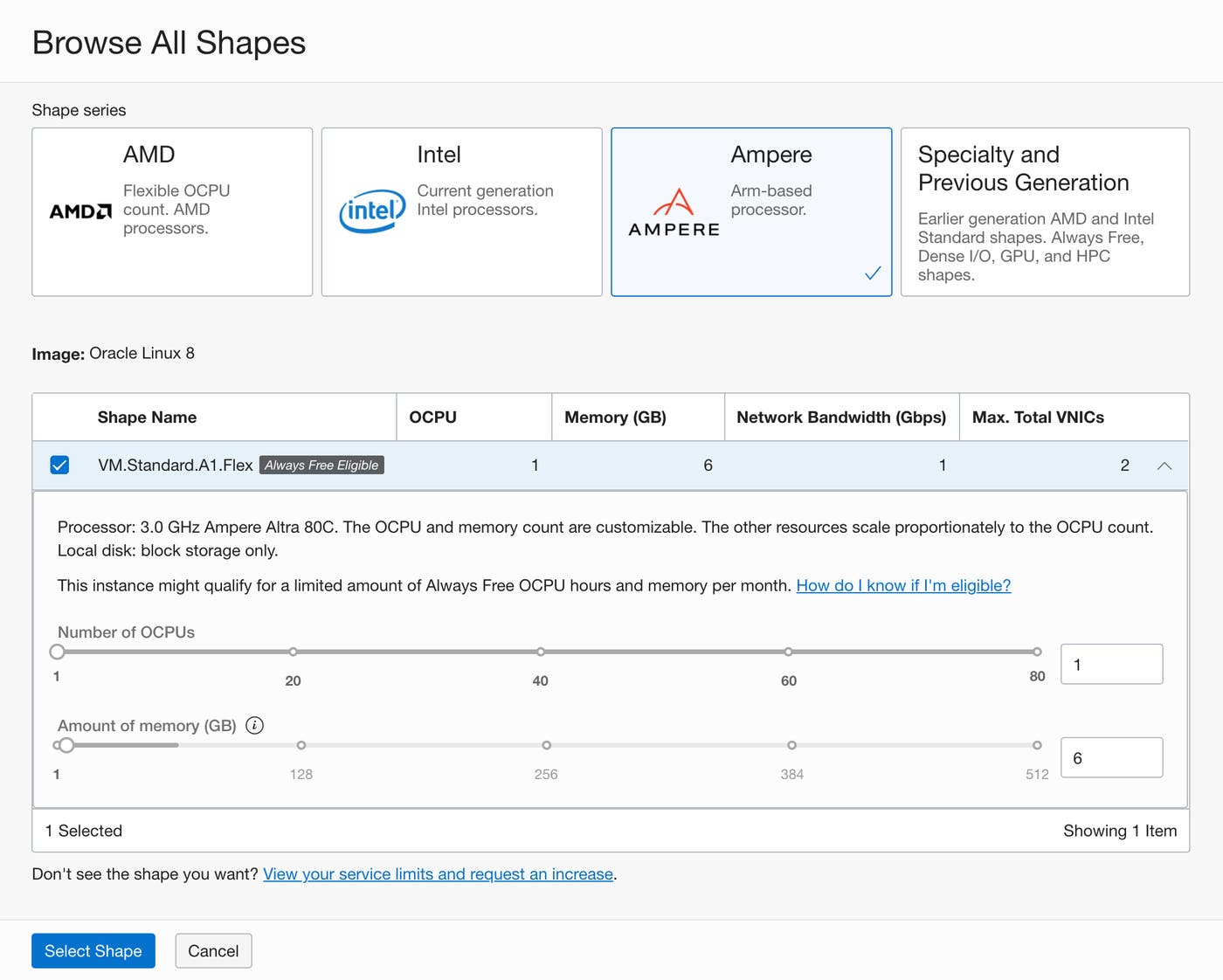 Oracle allows you to configure OCPU and memory on its Ampere A1 instances Oracle allows you to configure OCPU and memory on its Ampere A1 instances