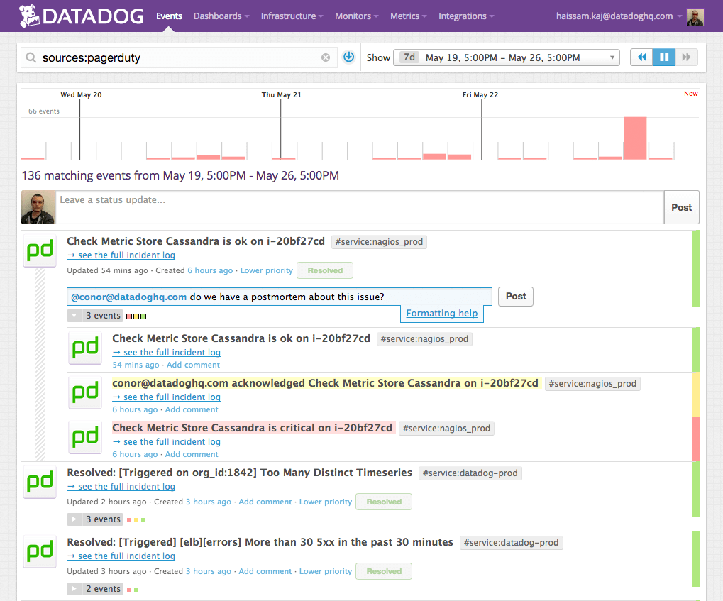 Continuously monitor incidents with the Pagerduty integration