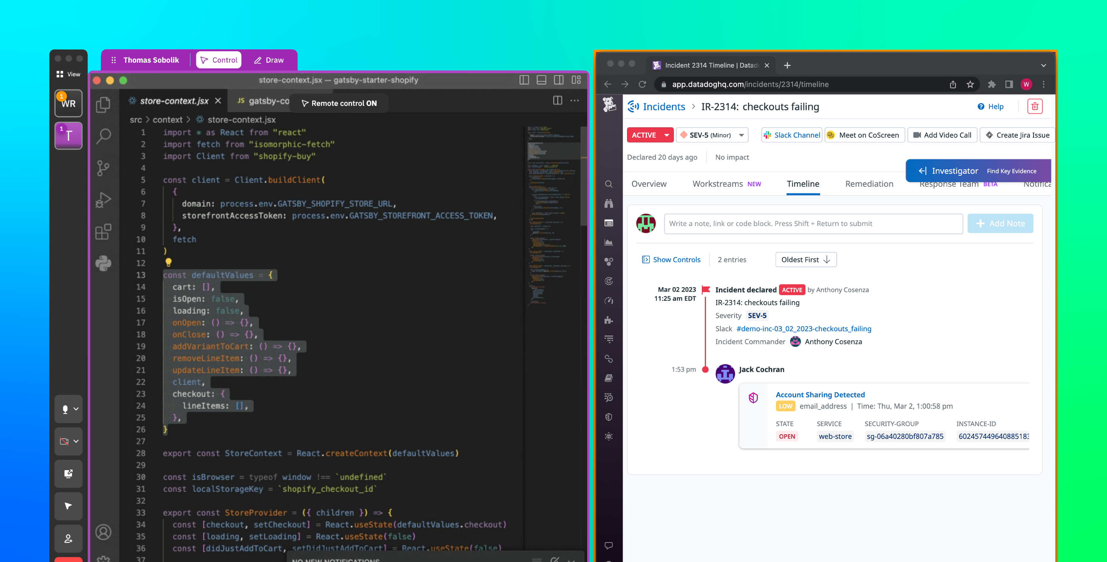 More efficient pair programming with Datadog CoScreen