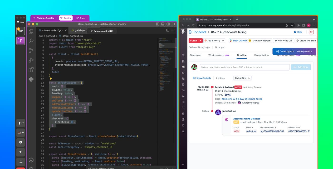 More efficient pair programming with Datadog CoScreen More efficient pair programming with Datadog CoScreen