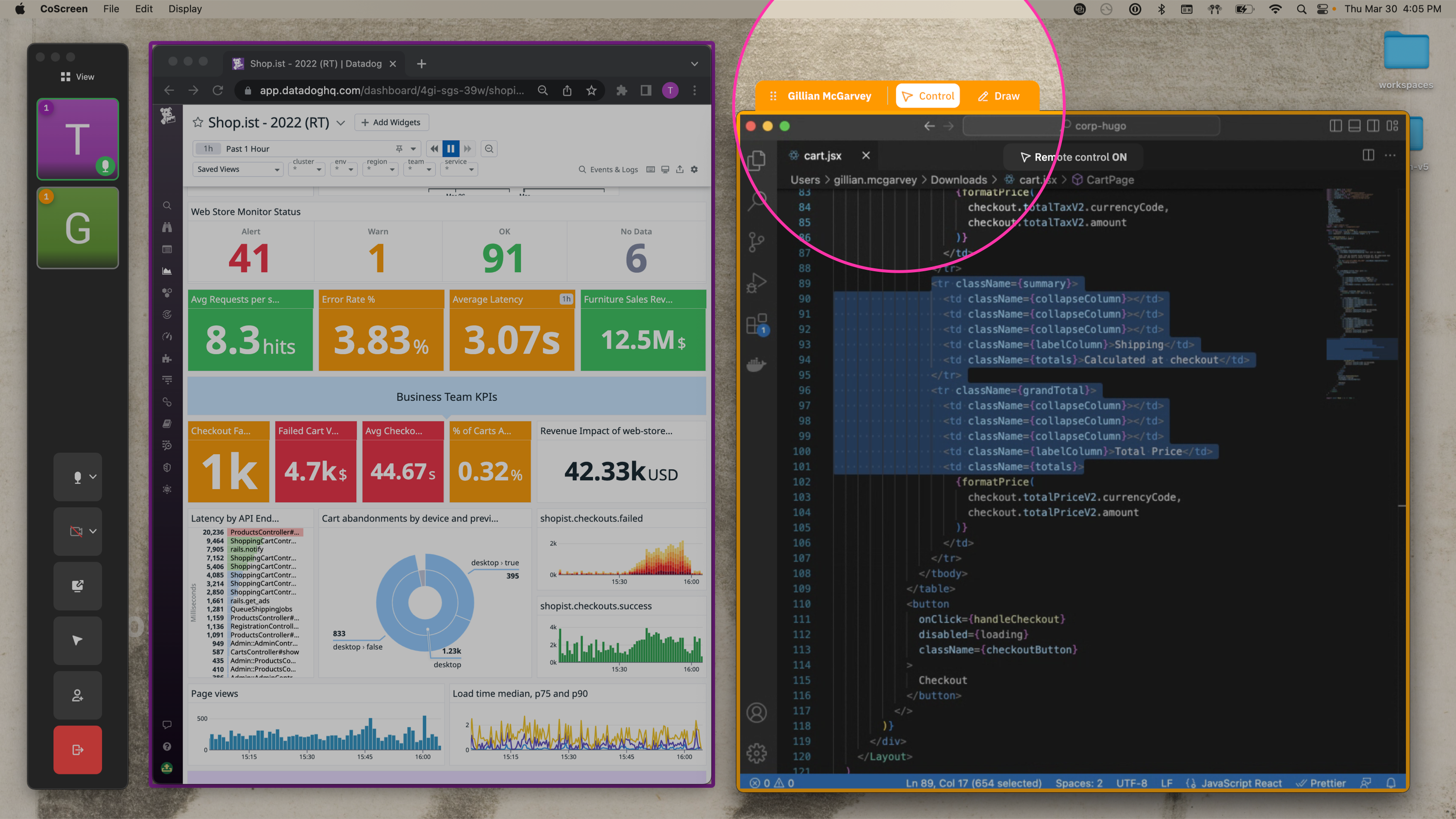 Toggle remote access to avoid accidental changes in your collaborators' windows