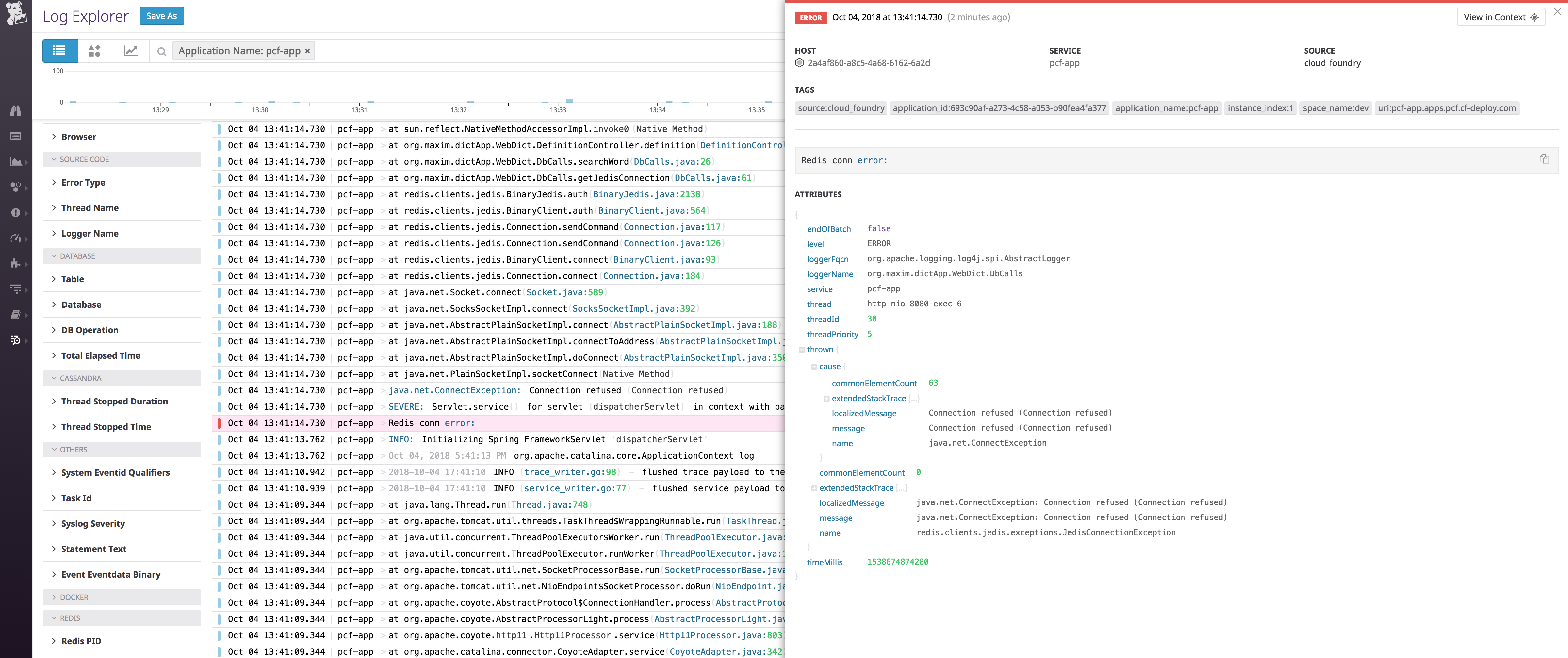 JSON logs in Datadog
