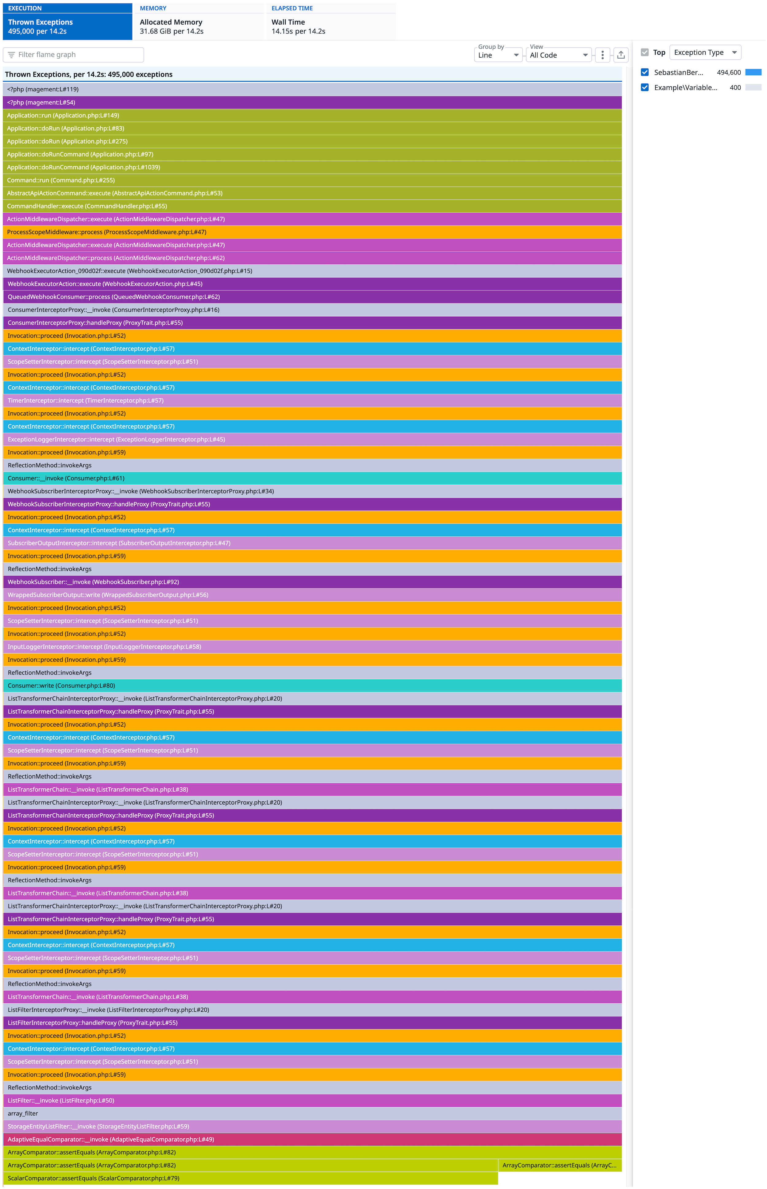 Stack of 85 exceptions in Continuous Profiler
