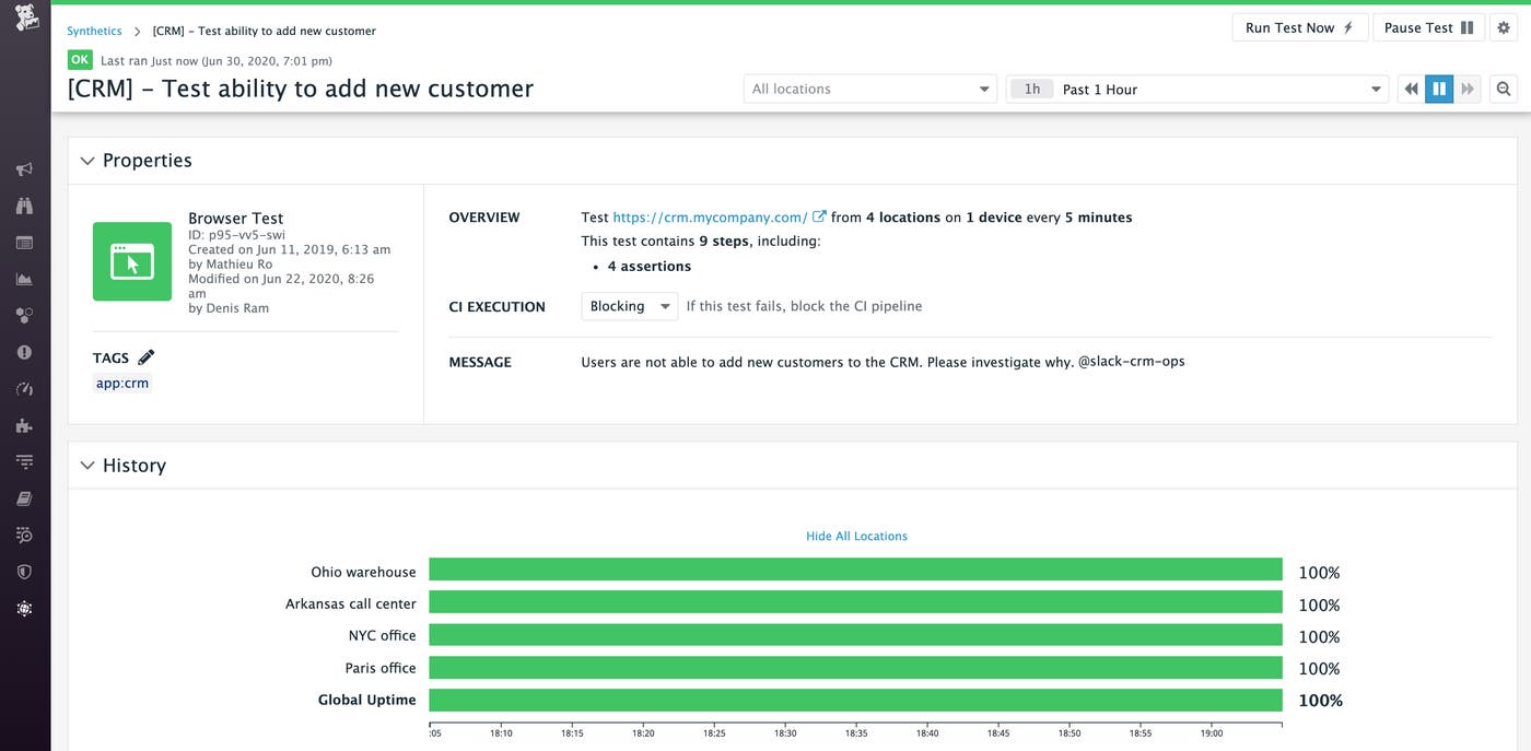 With private synthetic monitoring, teams can verify the performance and availability of internal-facing applications from inside their private network. With private synthetic monitoring, teams can verify the performance and availability of internal-facing applications from inside their private network.