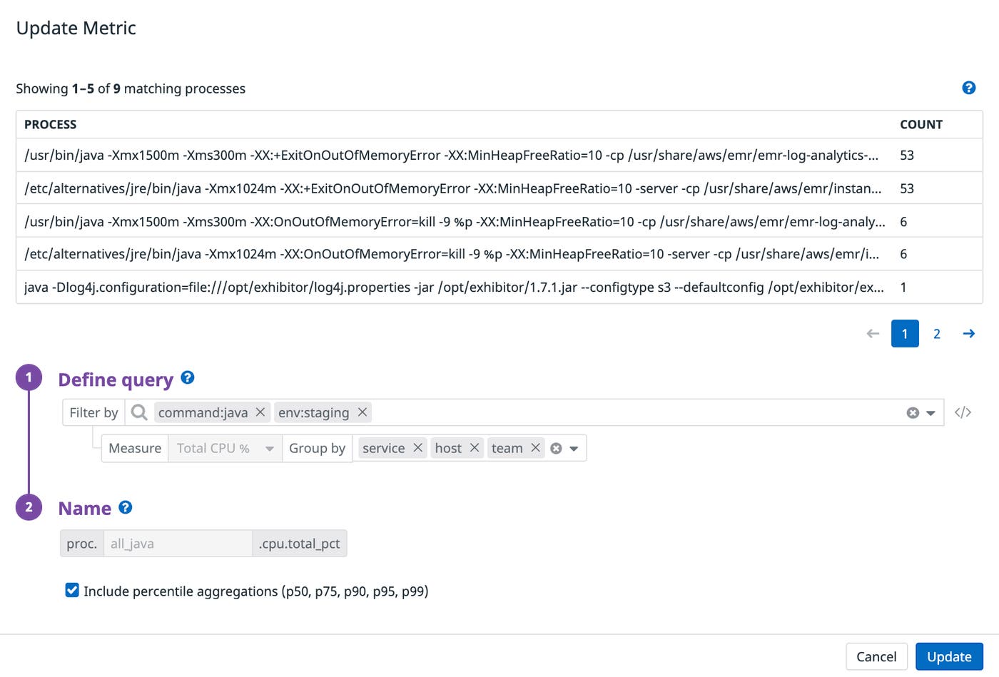 You can easily update the definition of any process metrics you've created. You can easily update the definition of any process metrics you've created.