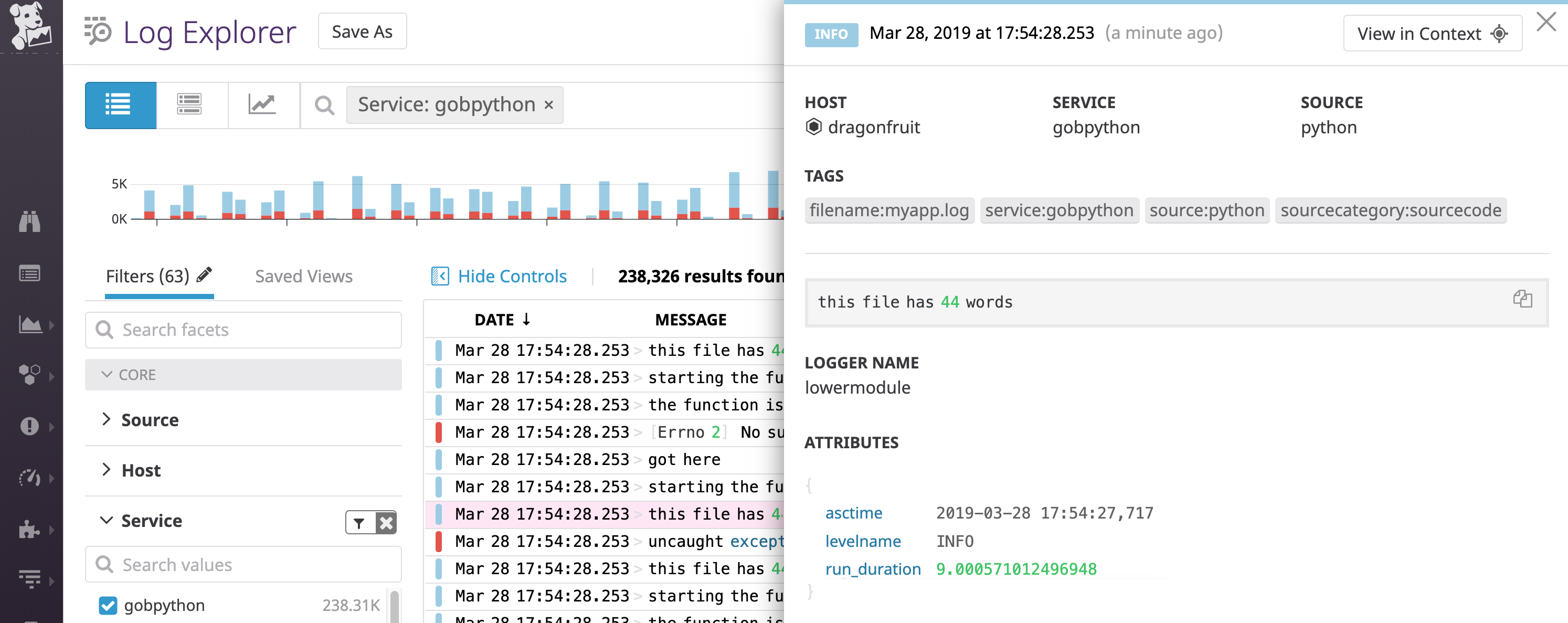Python logs custom attributes in JSON