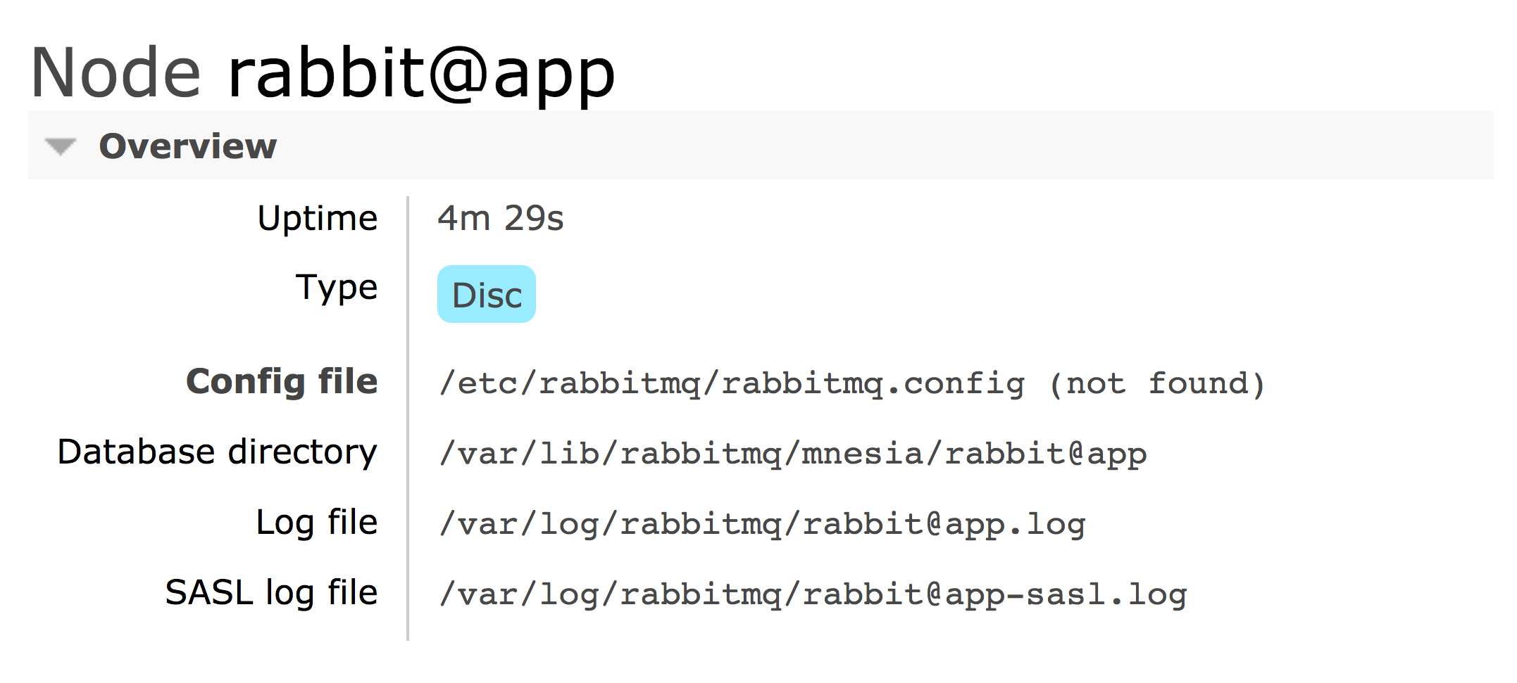 RabbitMQ monitoring tools - The location of a node's default configuration file within the management UI