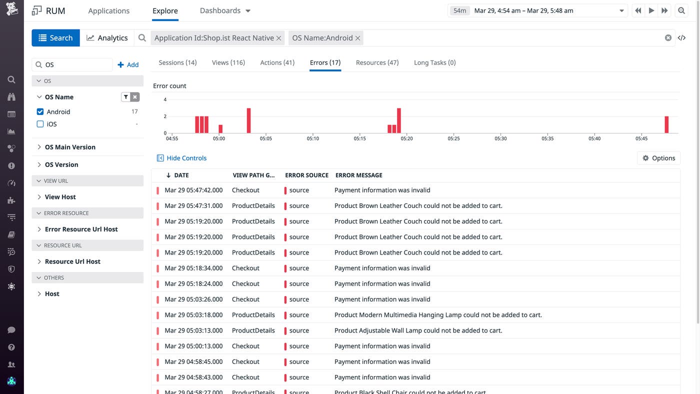 React Native monitoring - Viewing errors emitted by a React Native application. React Native monitoring - Viewing errors emitted by a React Native application.