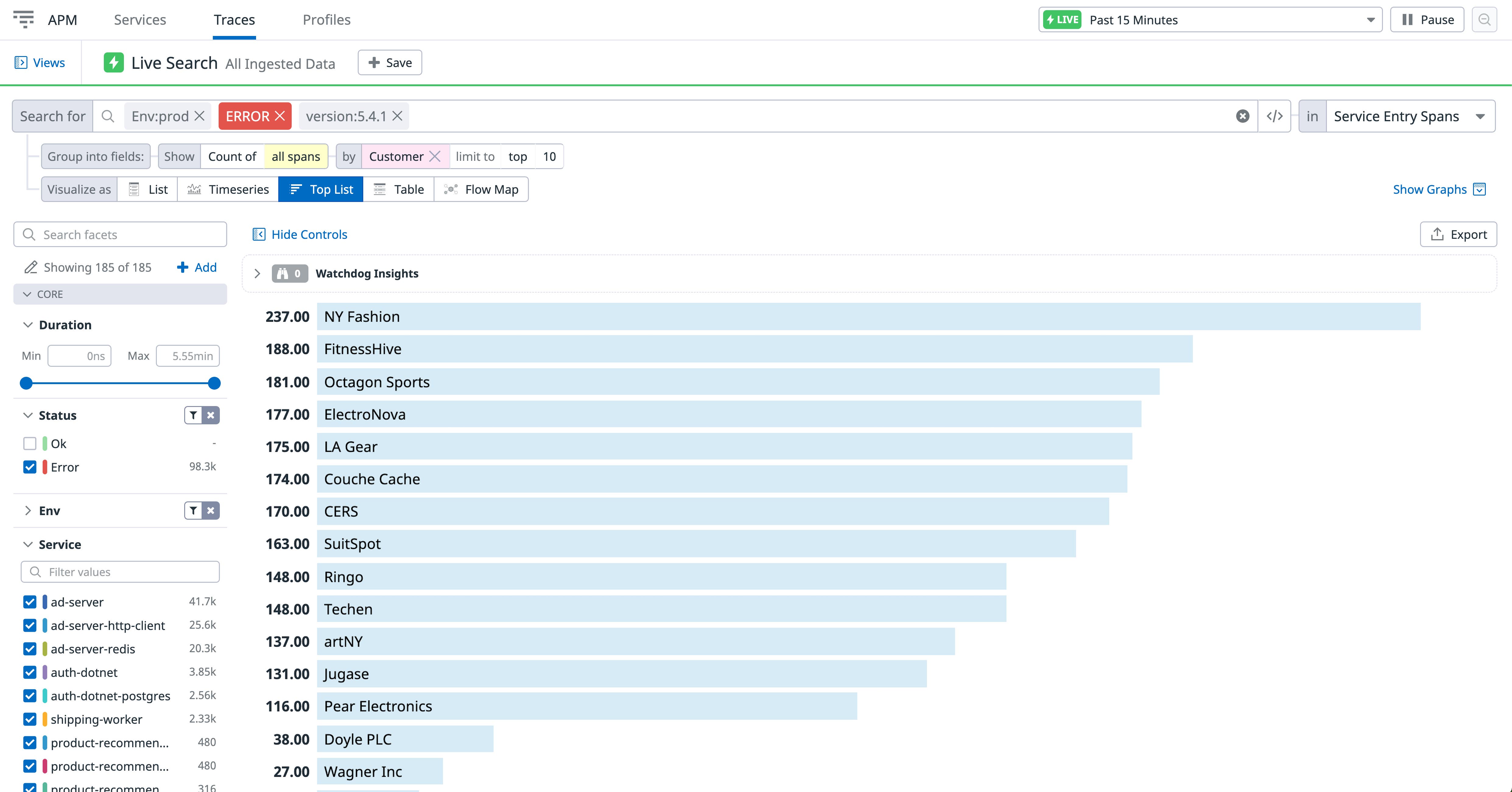 View top list of affected customers View top list of affected customers