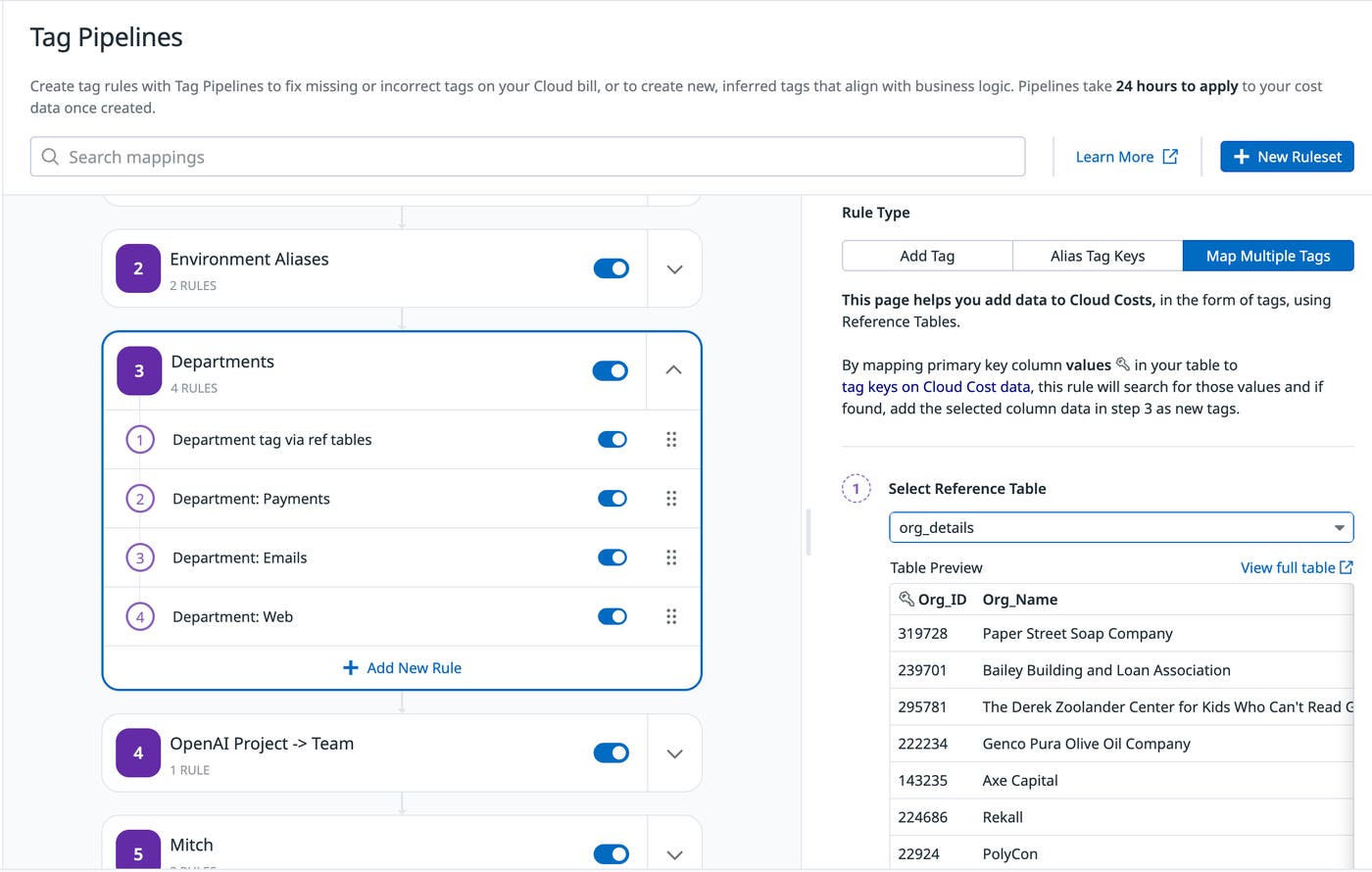 Apply relevant tags to cost data with Reference Tables. Apply relevant tags to cost data with Reference Tables.