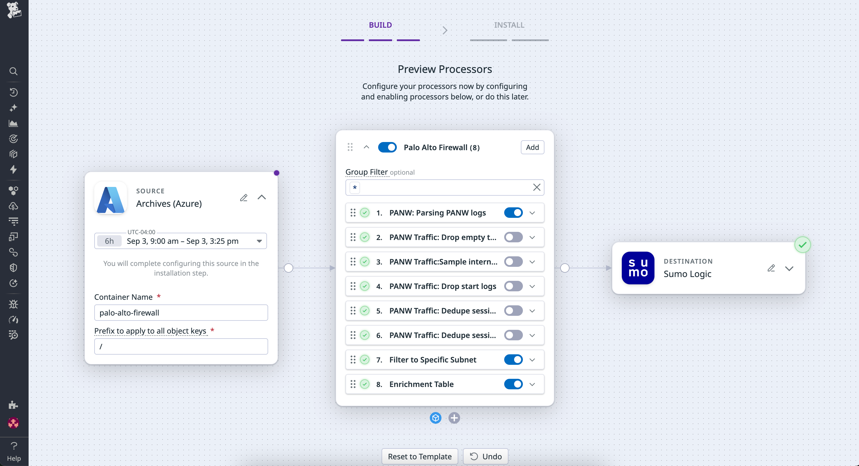 Rehydrate archived Palo Alto Firewall Traffic logs with Observability Pipelines.