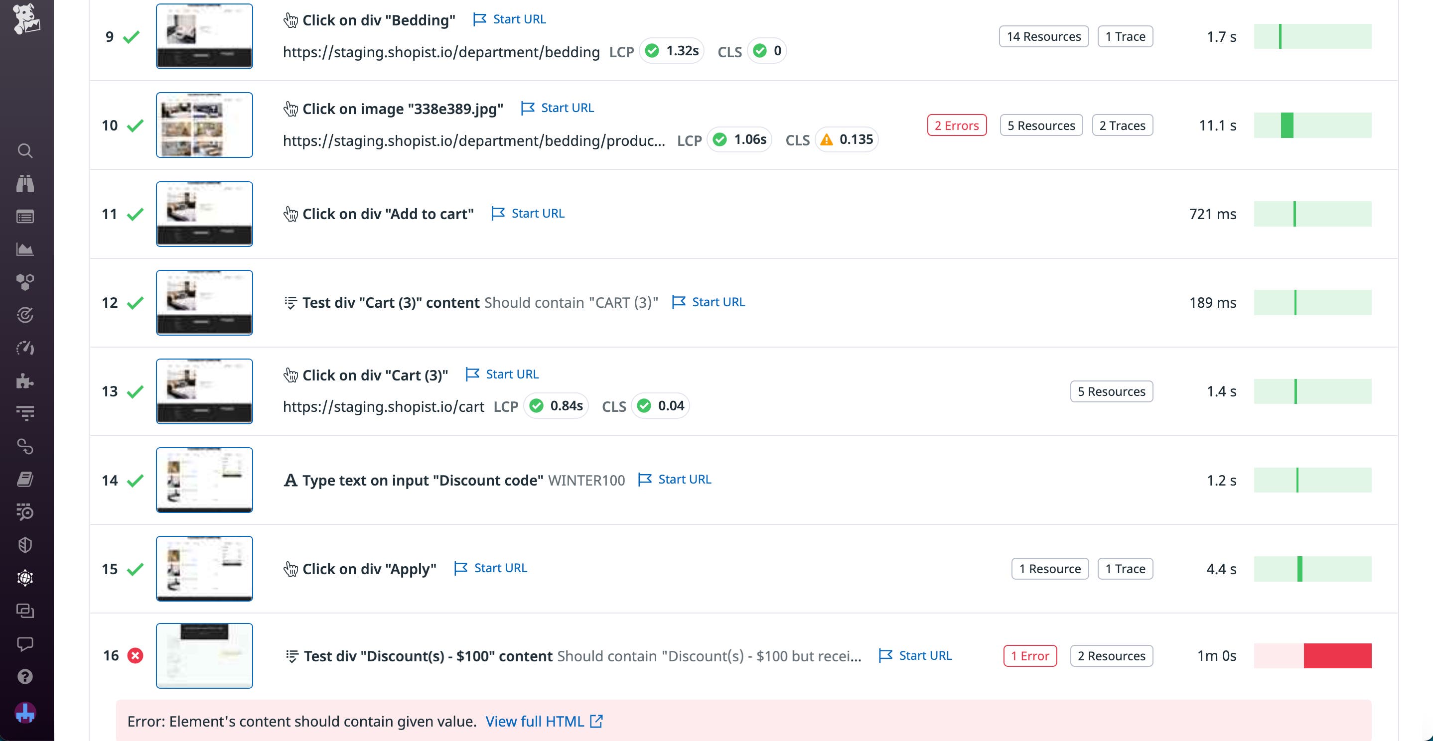Access related information—such as resources, traces, and CI pipeline details—for each step of your runs. Access related information—such as resources, traces, and CI pipeline details—for each step of your runs.