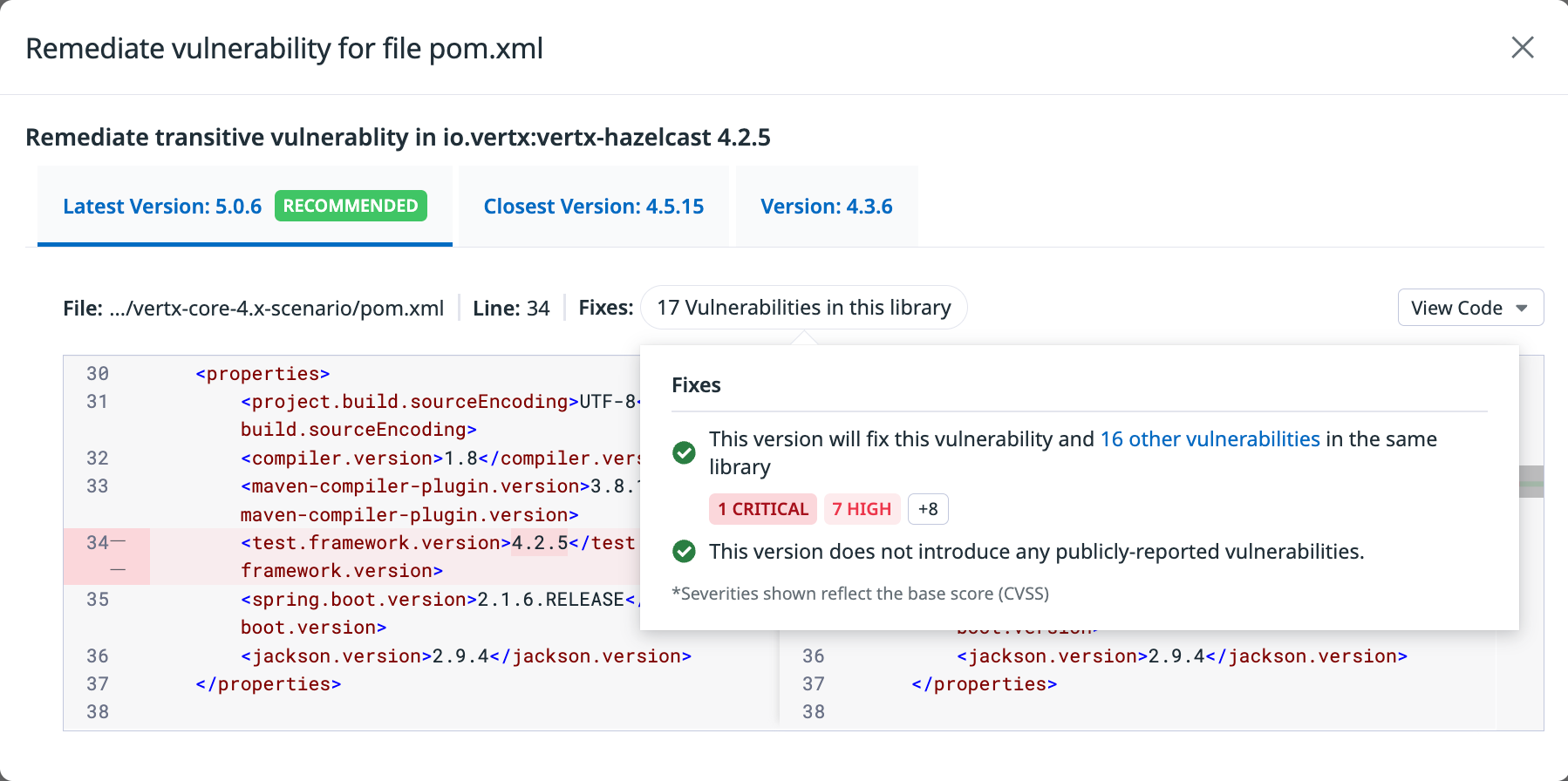 Fixes summary showing the upgrade resolves this vulnerability plus additional related issues.