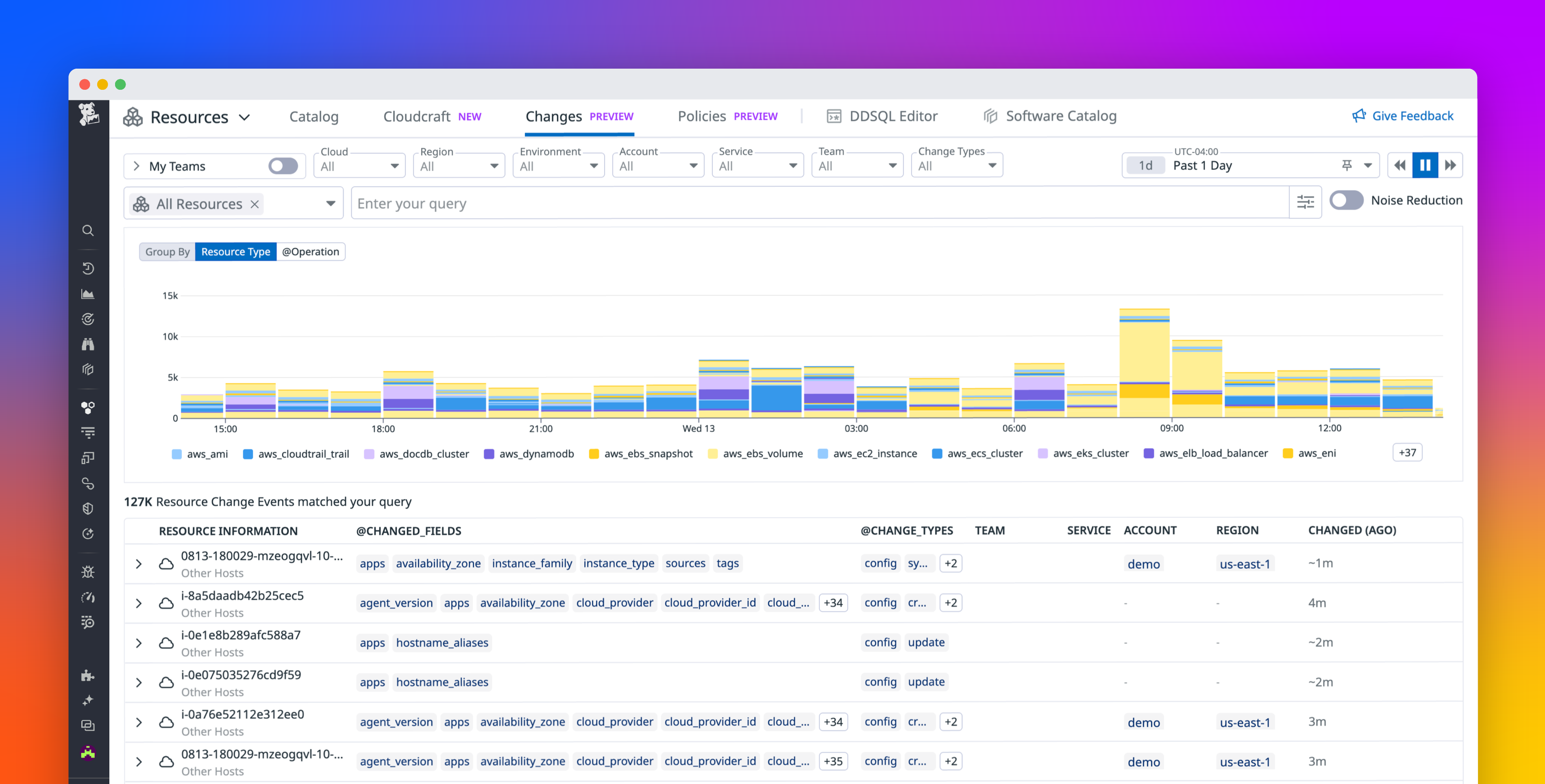 Track configuration changes across multi-cloud environments in the Resource Catalog