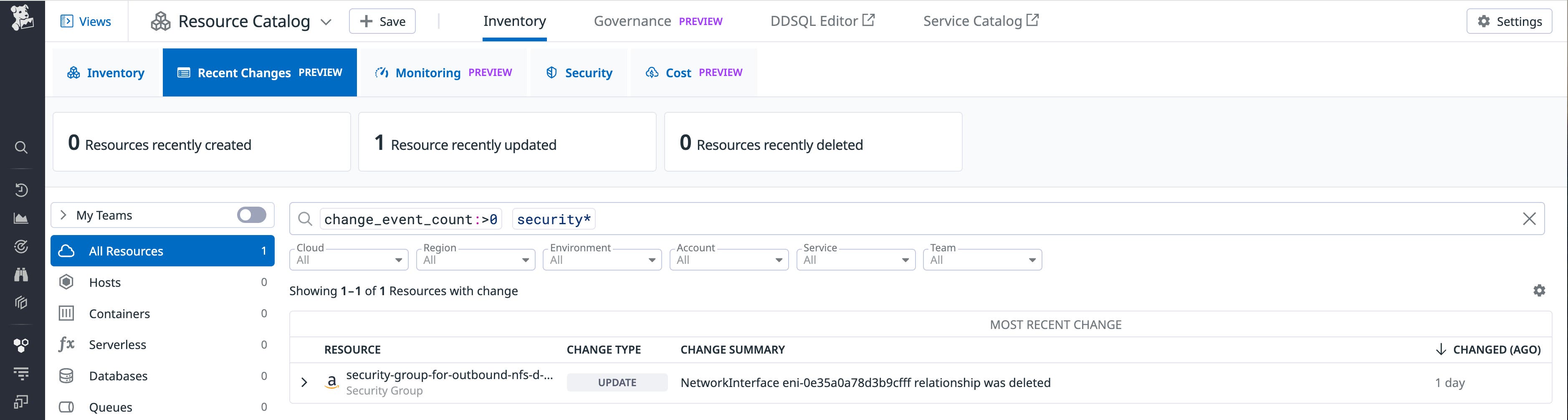 EC2 Security Group finding in Resource Changes tab EC2 Security Group finding in Resource Changes tab