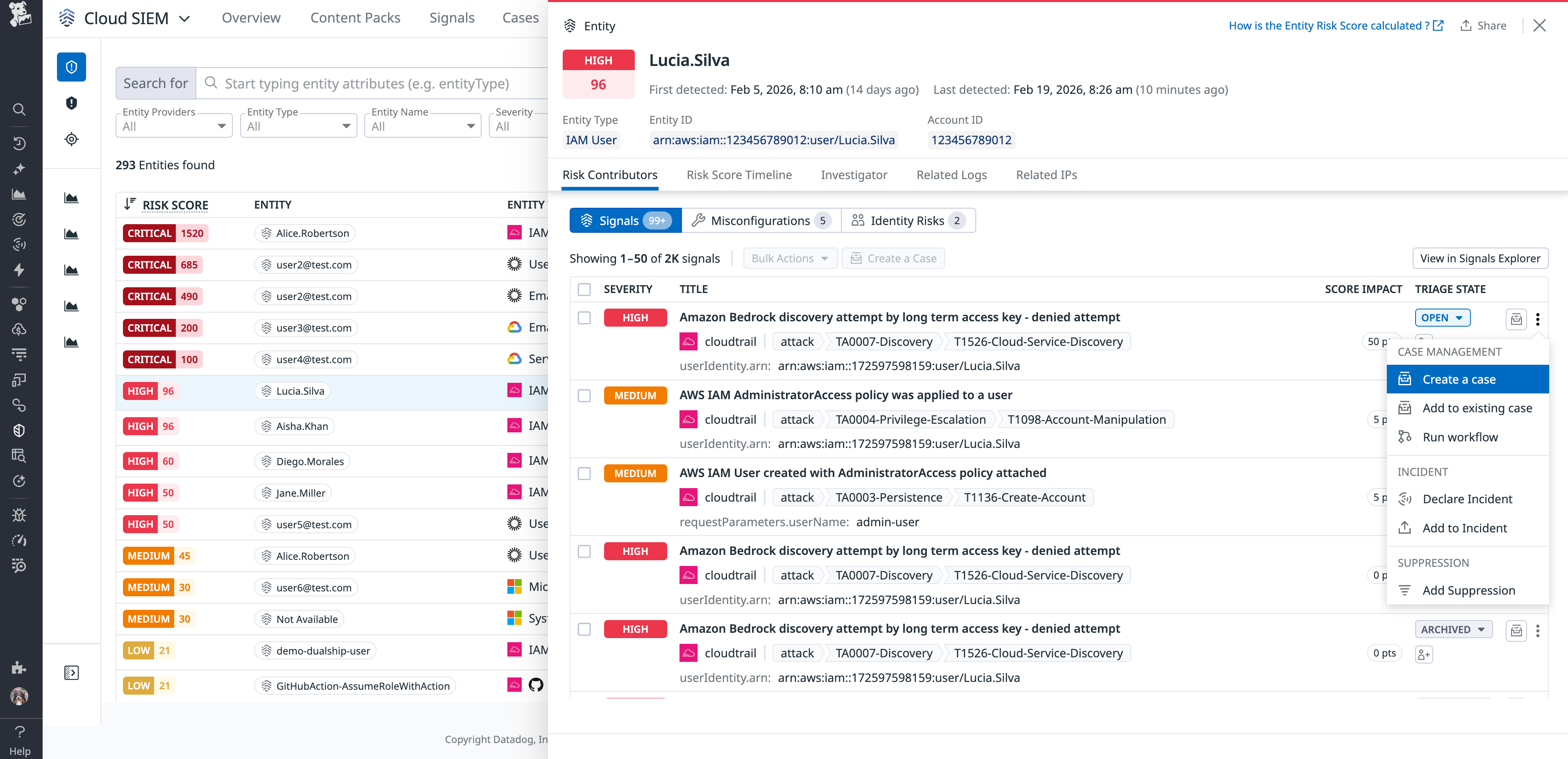 You can execute bulk actions on entities for faster remediation.