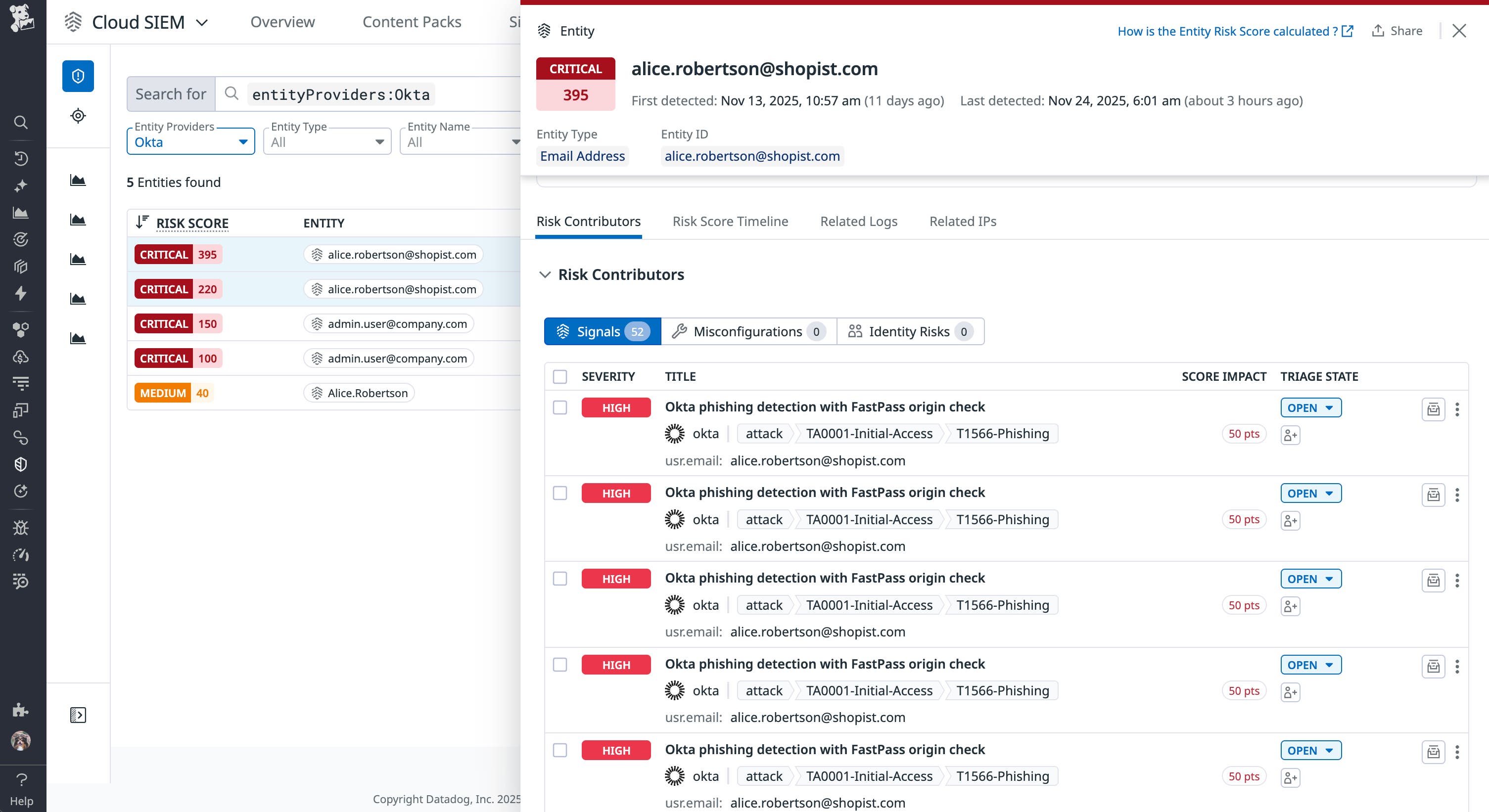 Use the Entity Side Panel to review an Okta entity's context and risk score breakdown. Use the Entity Side Panel to review an Okta entity's context and risk score breakdown.