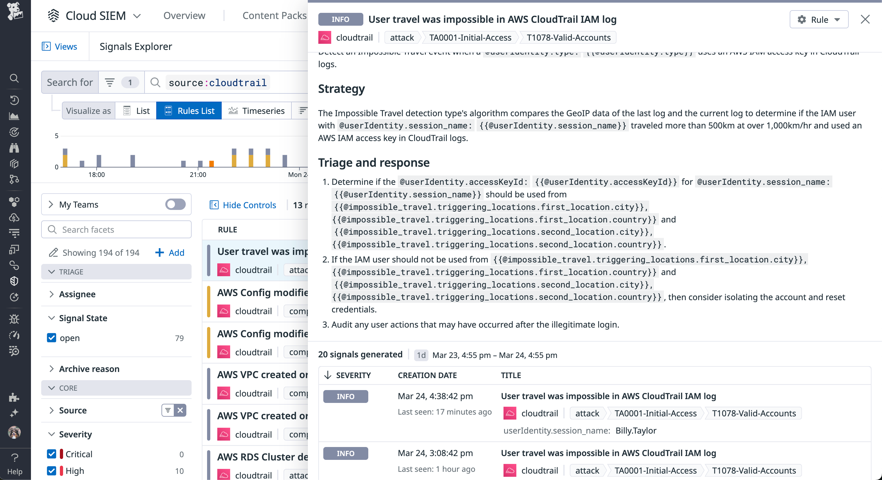 Identify risky behavior in cloud environments with Datadog Cloud SIEM