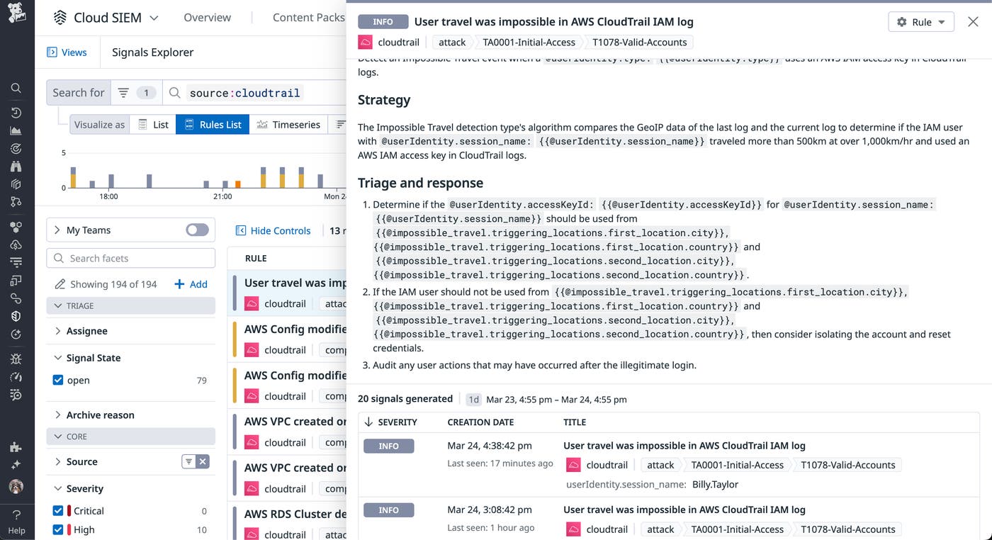 Identify risky behavior in cloud environments with Datadog Cloud SIEM Identify risky behavior in cloud environments with Datadog Cloud SIEM