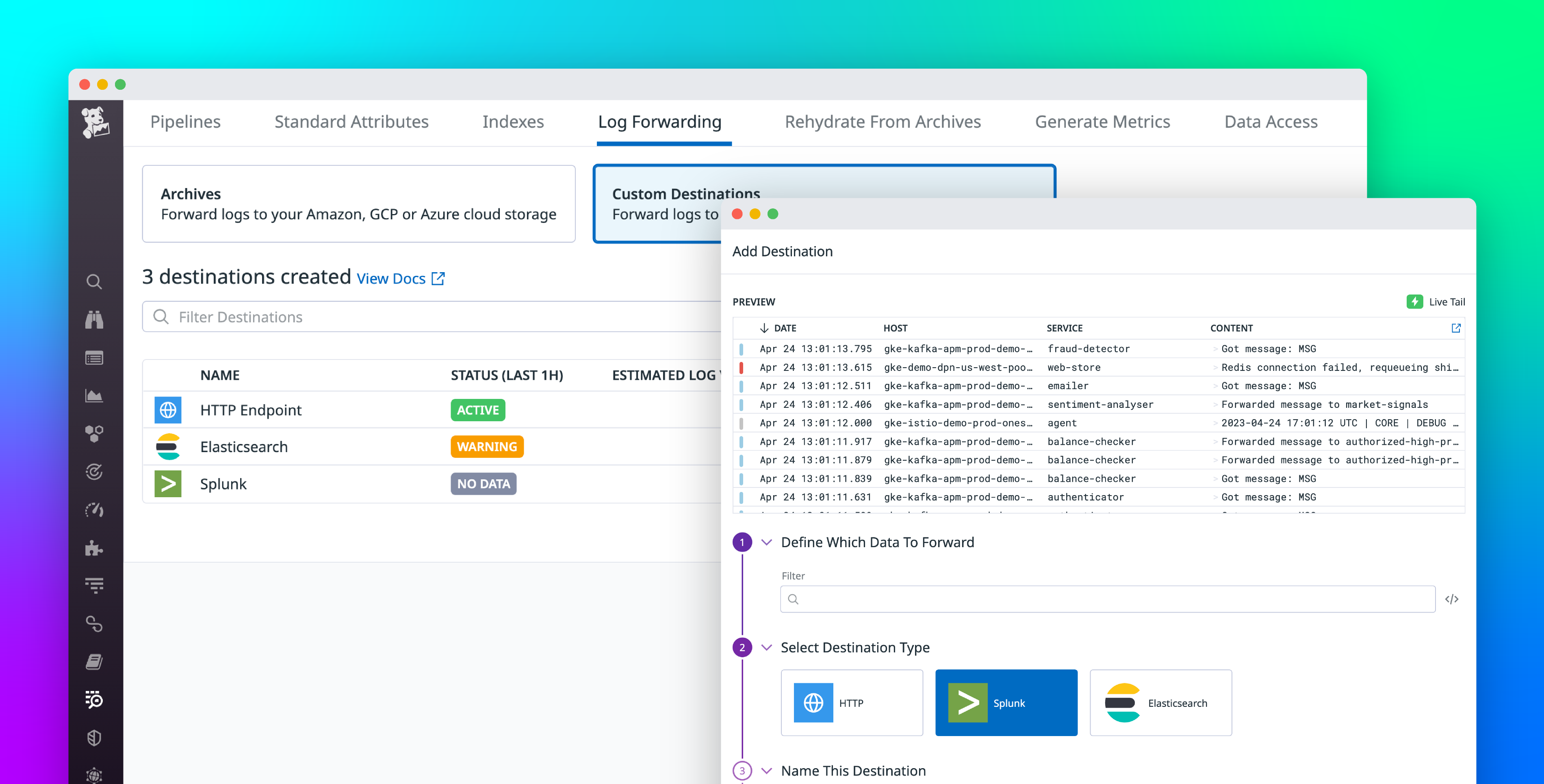 Route logs to third-party systems with Datadog Log Forwarding