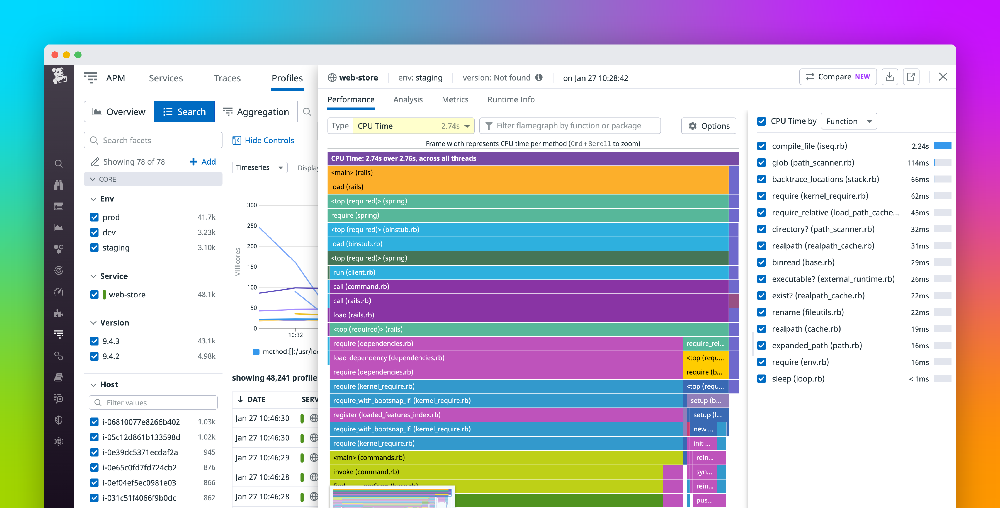 Analyze Ruby code performance with Datadog Continuous Profiler