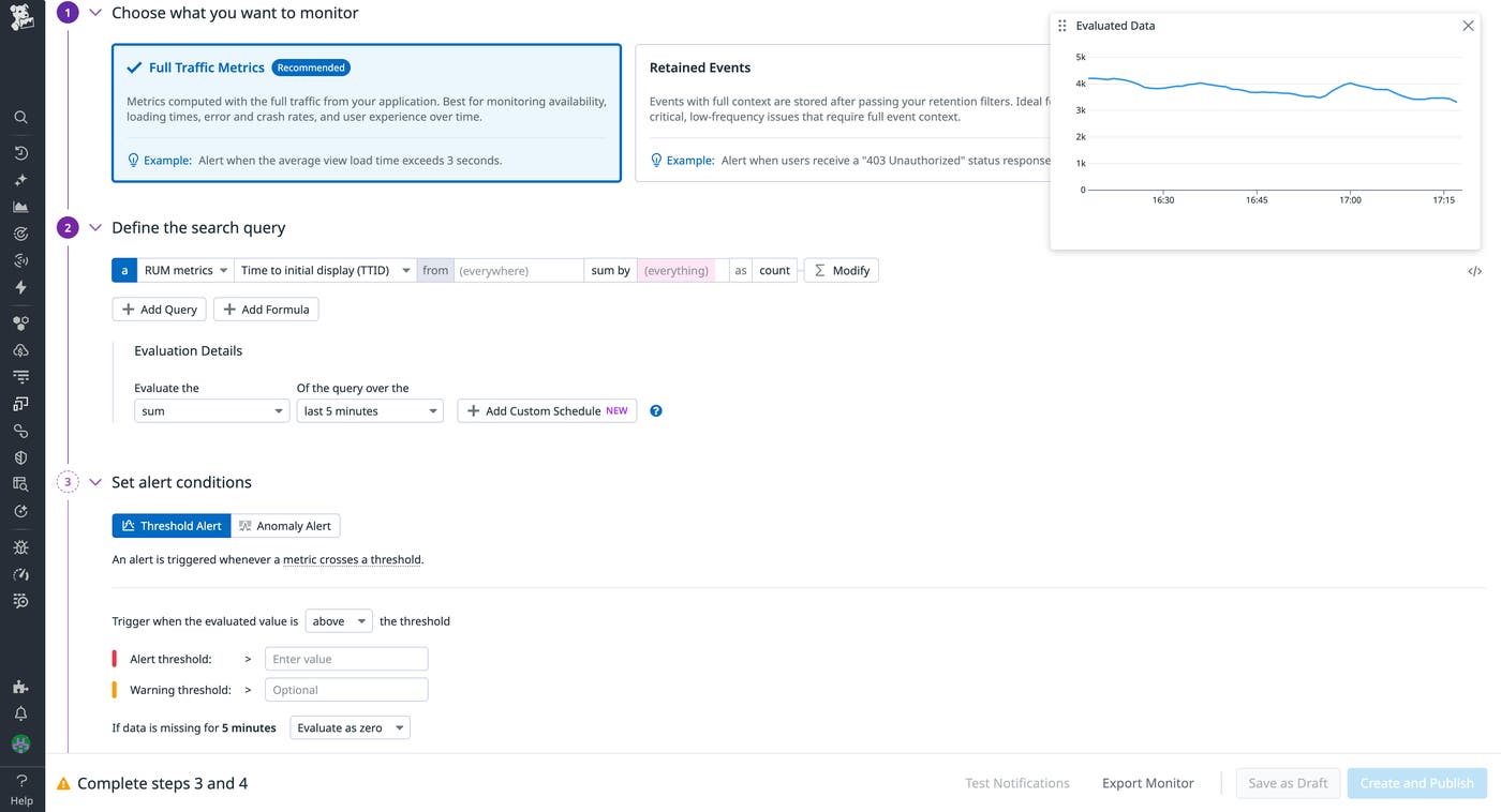 Screenshot of a monitor configuration to track mobile app startup performance. Screenshot of a monitor configuration to track mobile app startup performance.