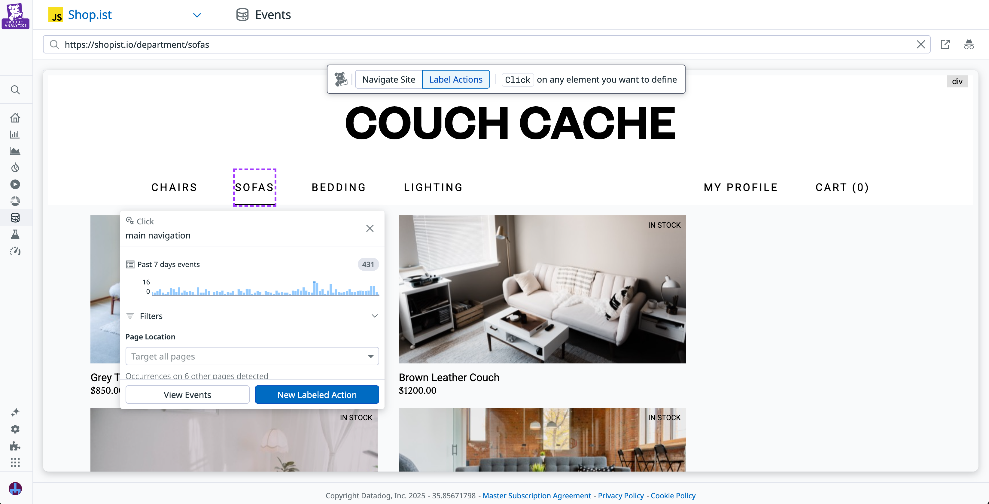 A user labelling an action by selecting it within their app's interface.
