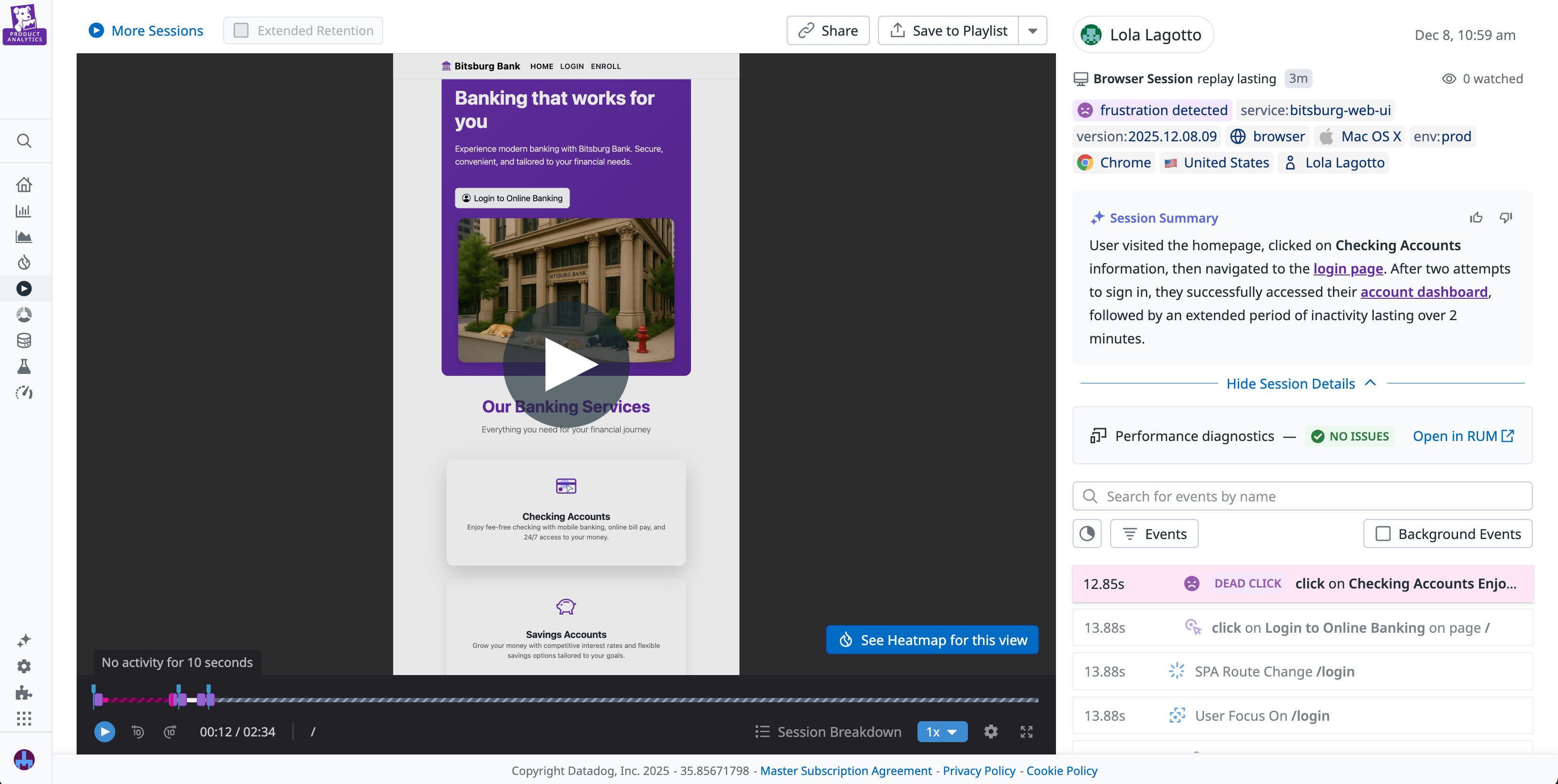 A replay for a session that involved frustration clicks. A replay for a session that involved frustration clicks.