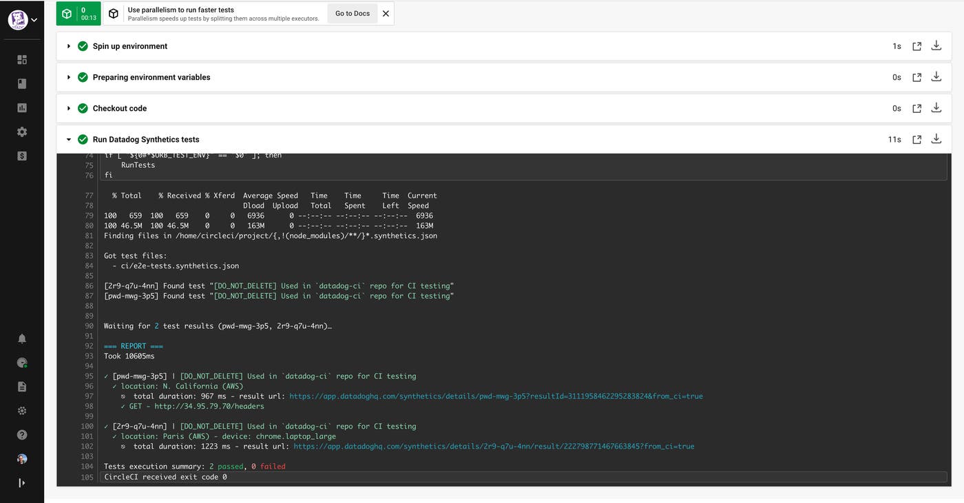 View your Synthetic test executions with CircleCI View your Synthetic test executions with CircleCI