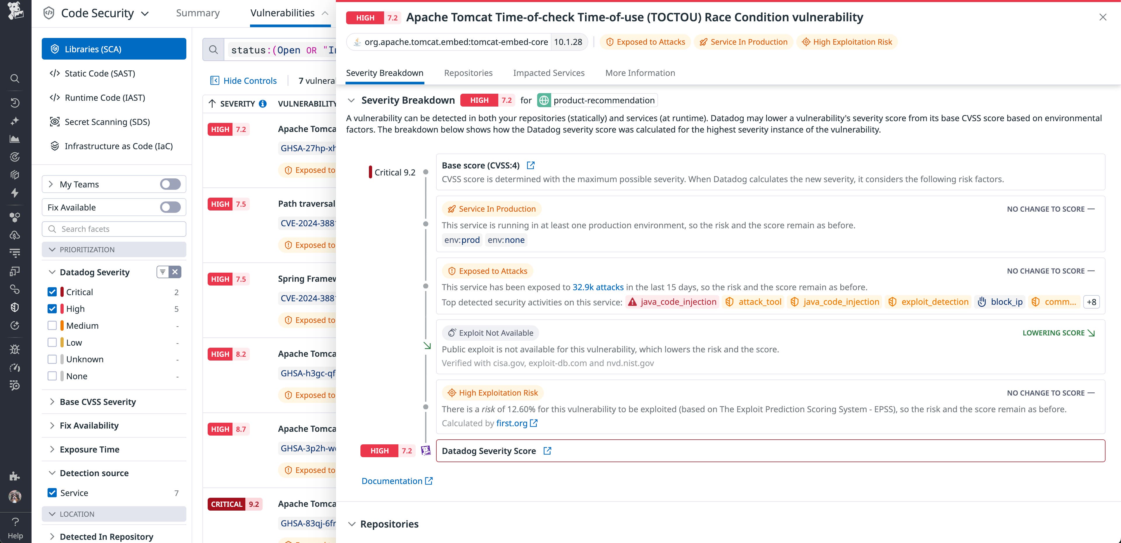 Apache Tomcat vulnerability with a Severity Score of 7.2 Apache Tomcat vulnerability with a Severity Score of 7.2