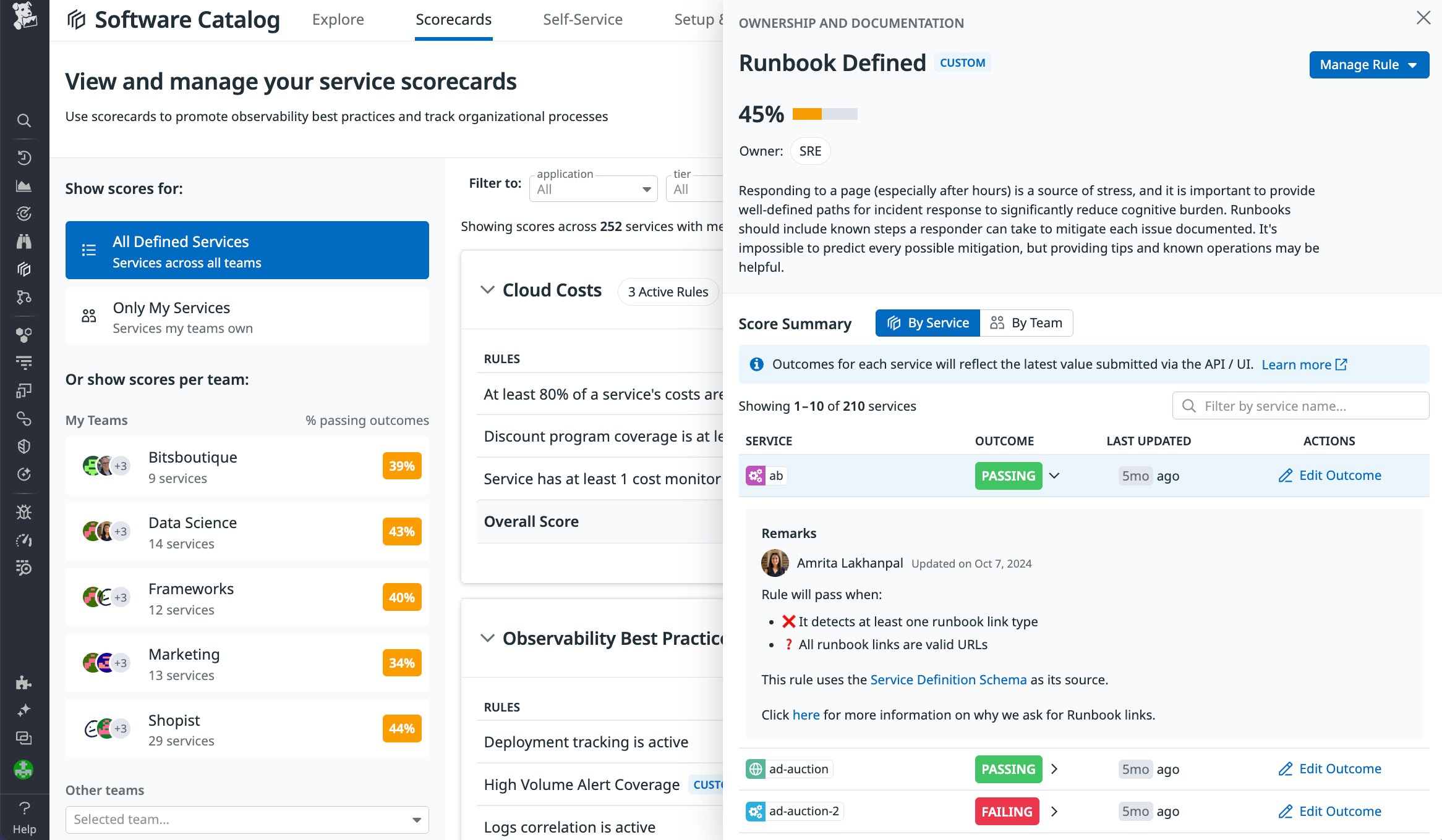 The remarks field of each Scorecard rule allows for clarification of the specific reasons for its passing or failing outcome