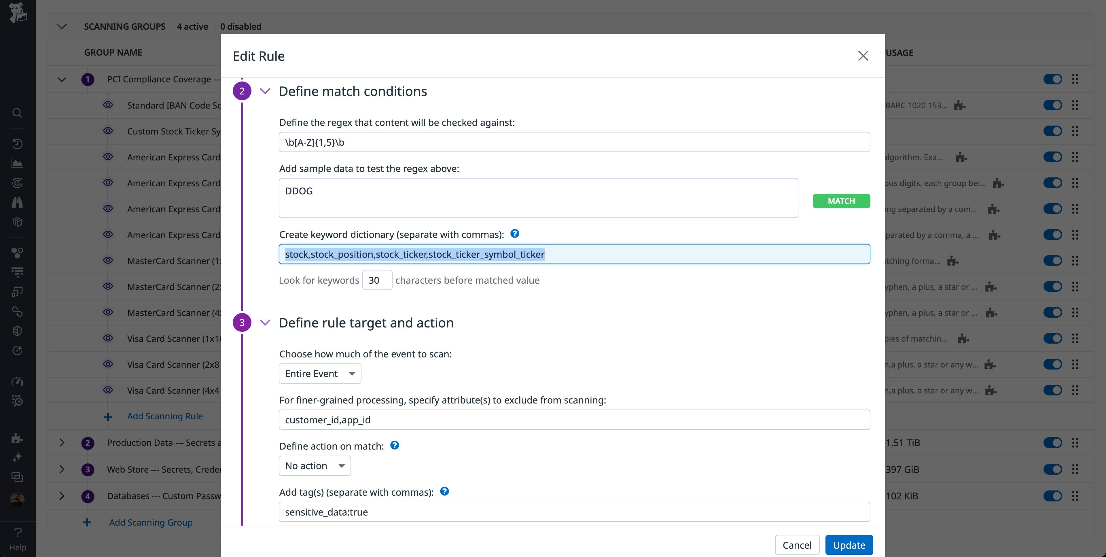 Custom keywords being added to the keyword dictionary to fine-tune matching conditions. Custom keywords being added to the keyword dictionary to fine-tune matching conditions.