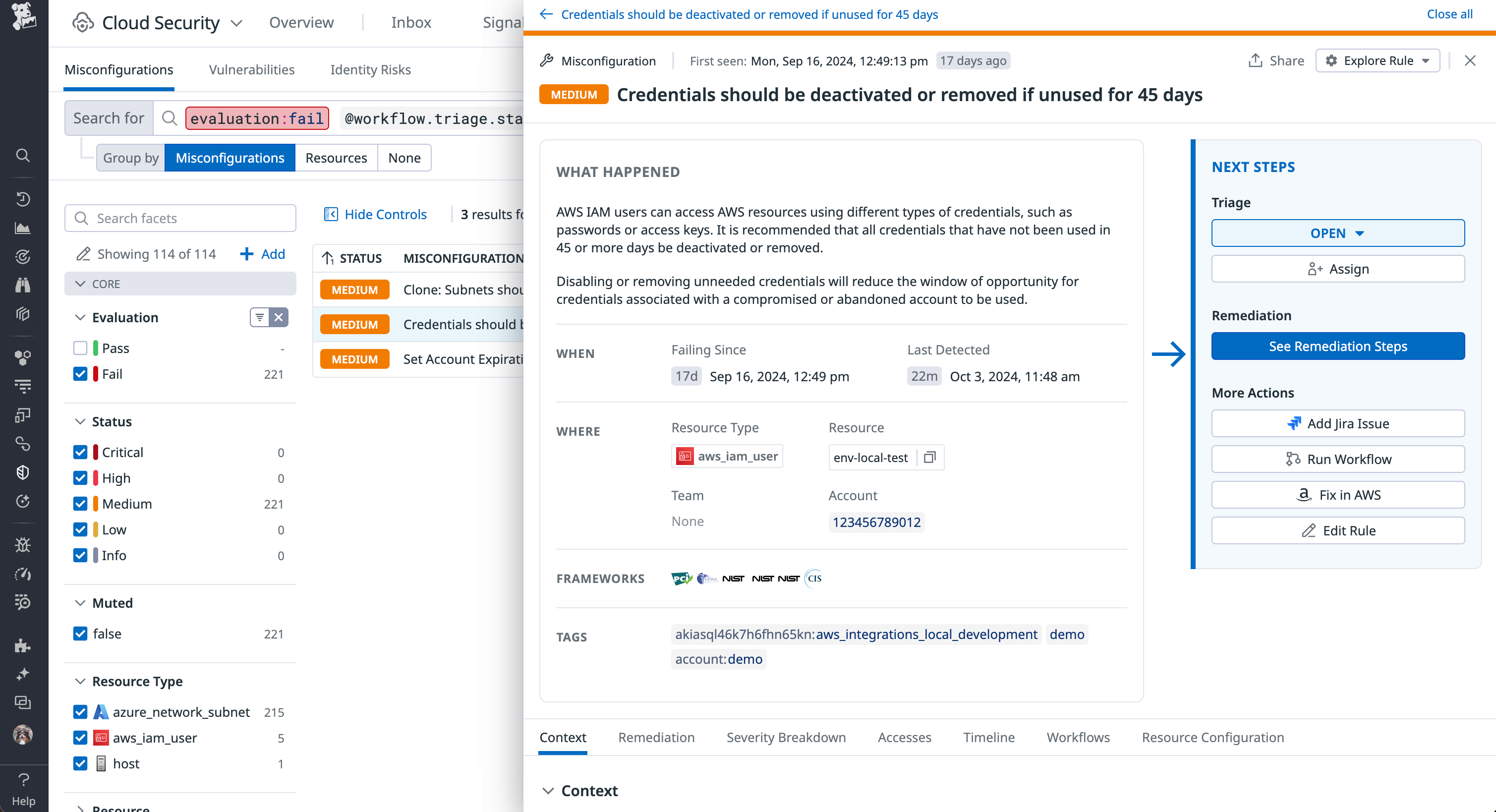 Datadog signal for expired credential