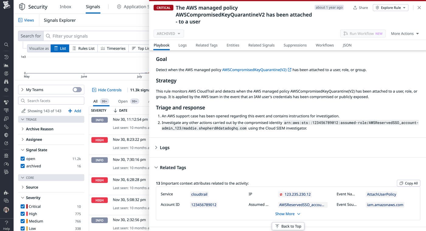 Signal for a compromised AWS IAM access key Signal for a compromised AWS IAM access key