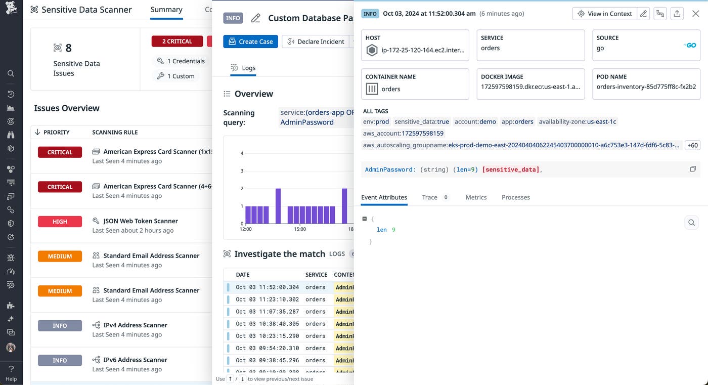 Datadog Sensitive Data Scanner flags issues with exposed secrets Datadog Sensitive Data Scanner flags issues with exposed secrets