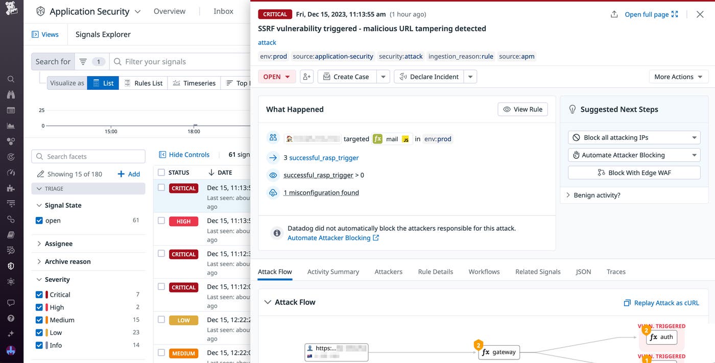 A security signal in AAP showing the ability to block attackers. A security signal in AAP showing the ability to block attackers.