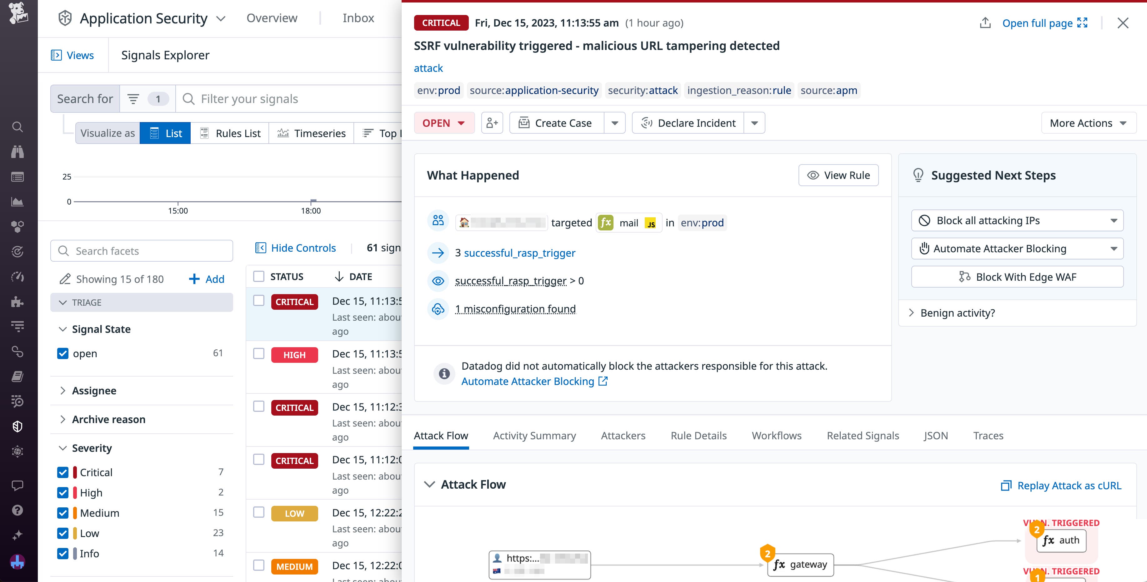 A security signal in AAP showing the ability to block attackers. A security signal in AAP showing the ability to block attackers.
