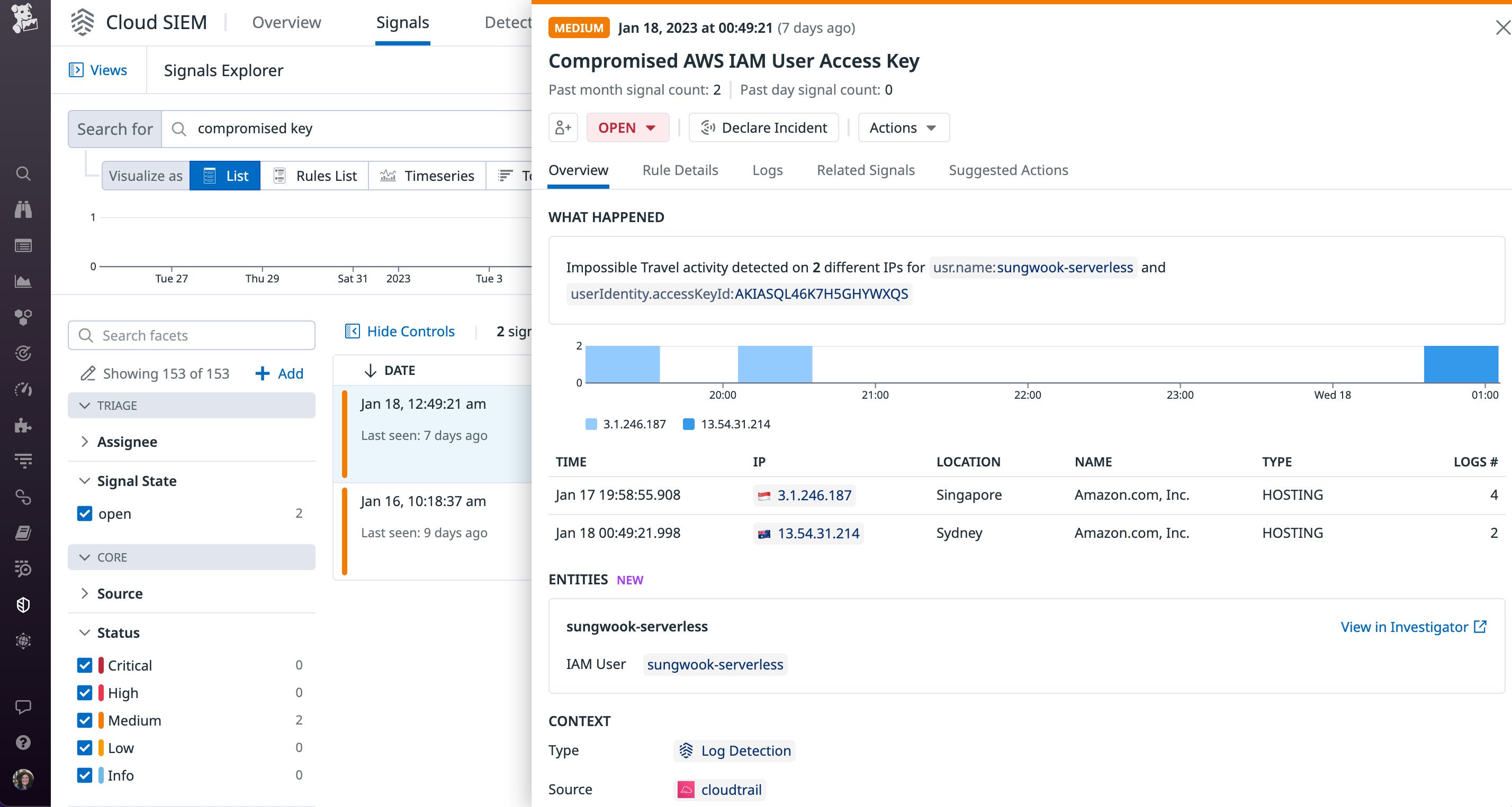 Impossible travel Security Signal Impossible travel Security Signal
