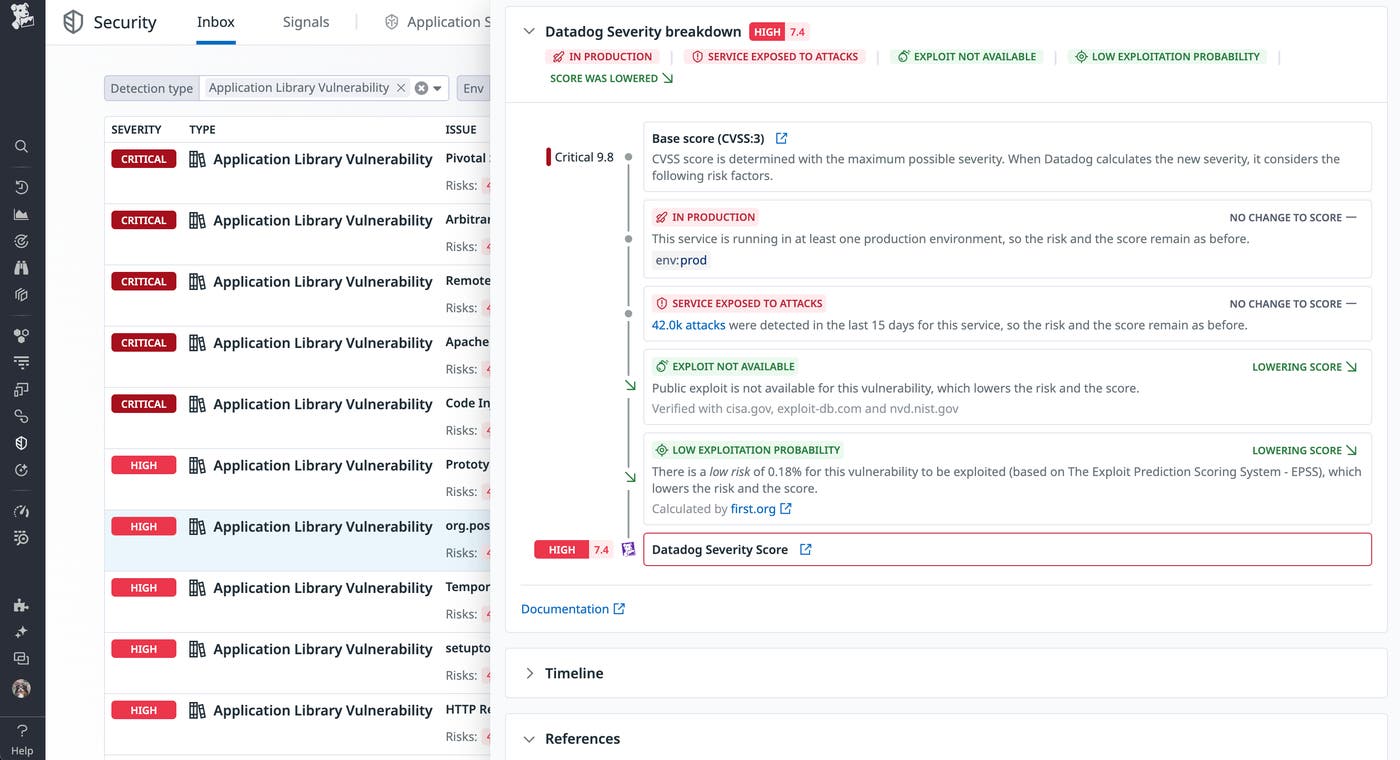 Datadog Security Inbox severity score breakdown Datadog Security Inbox severity score breakdown