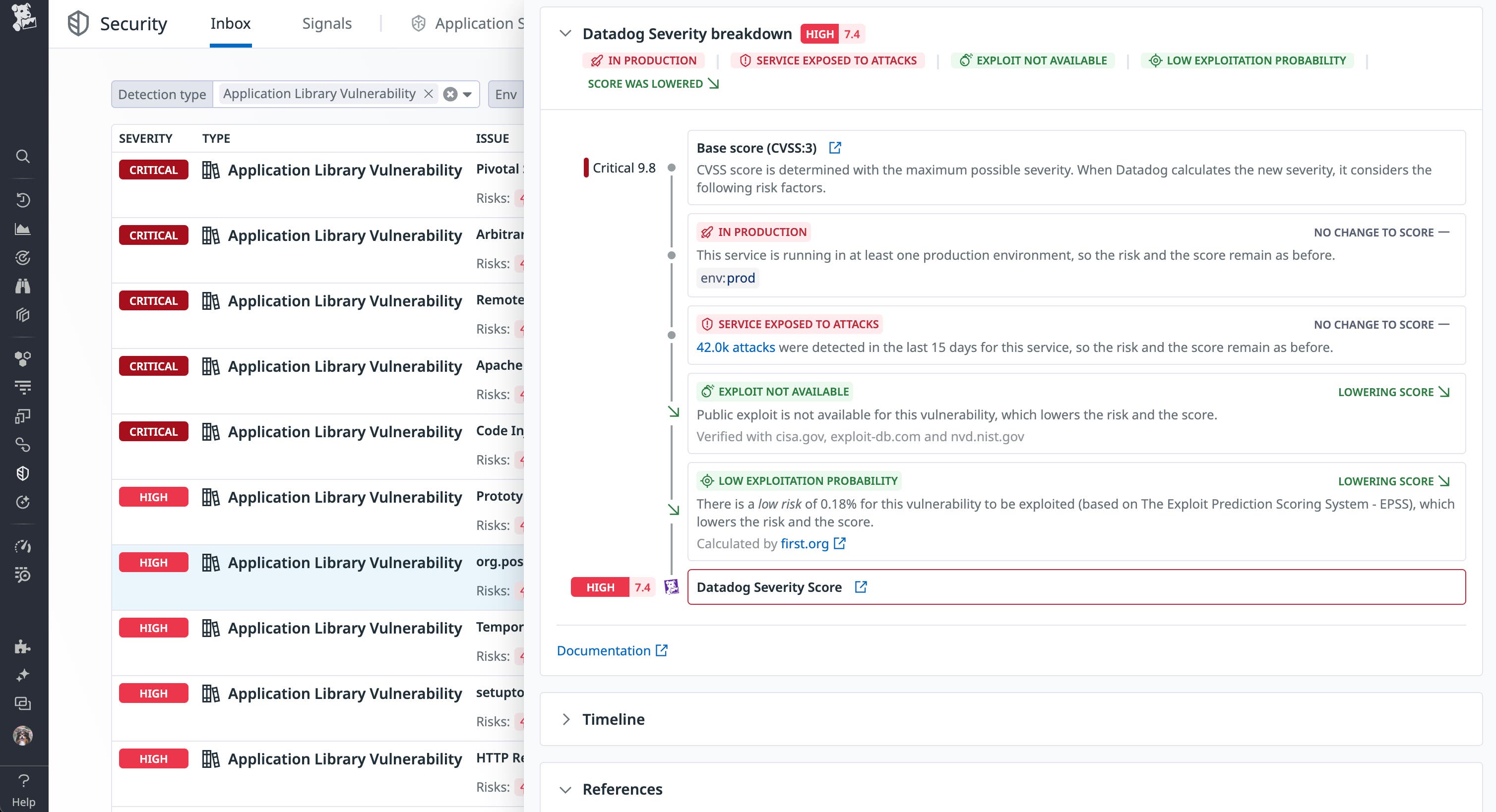 Datadog Security Inbox severity score breakdown Datadog Security Inbox severity score breakdown